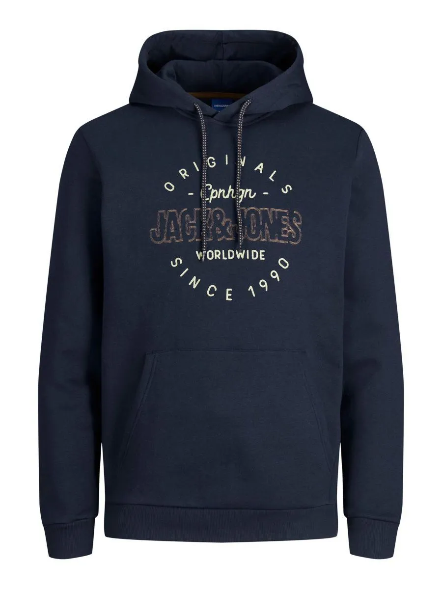 Navy Blazer Jack and Jones Structure Hooded Sweatshirts