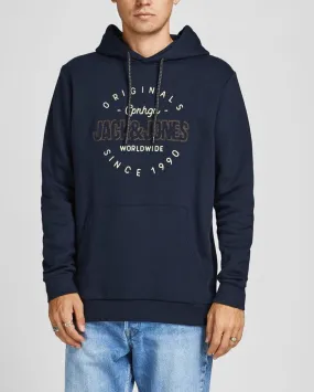 Navy Blazer Jack and Jones Structure Hooded Sweatshirts