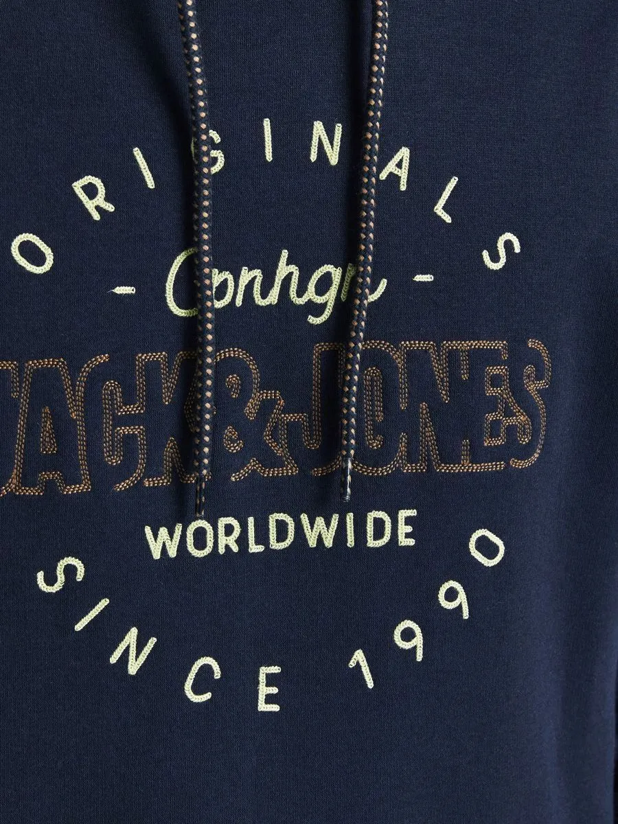 Navy Blazer Jack and Jones Structure Hooded Sweatshirts