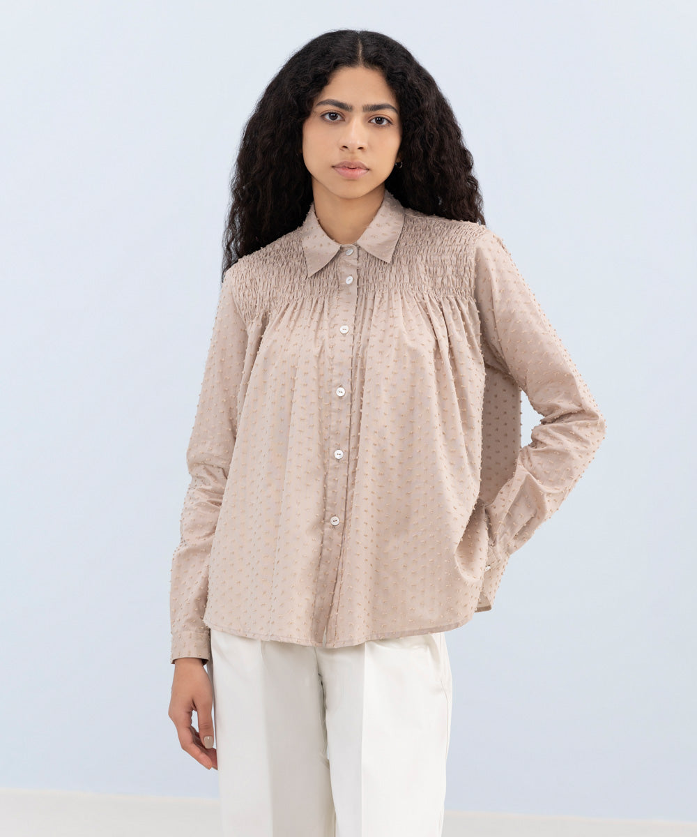 Jacquard Smocked Top