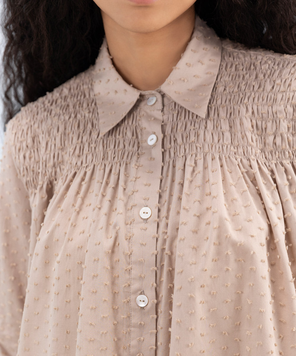 Jacquard Smocked Top