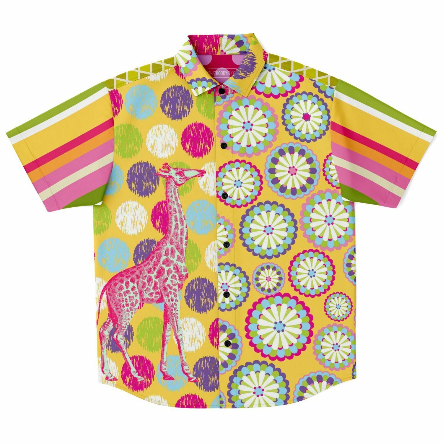 Janis Geo Print Short Sleeve Button Down Shirt - Yellow: The Ultimate Fashion Pick