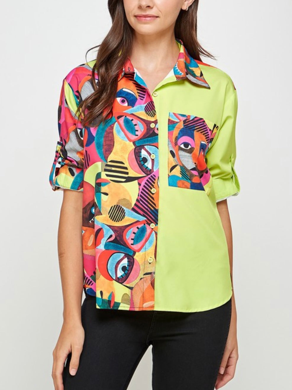 JJ1780 Color blocked shirt