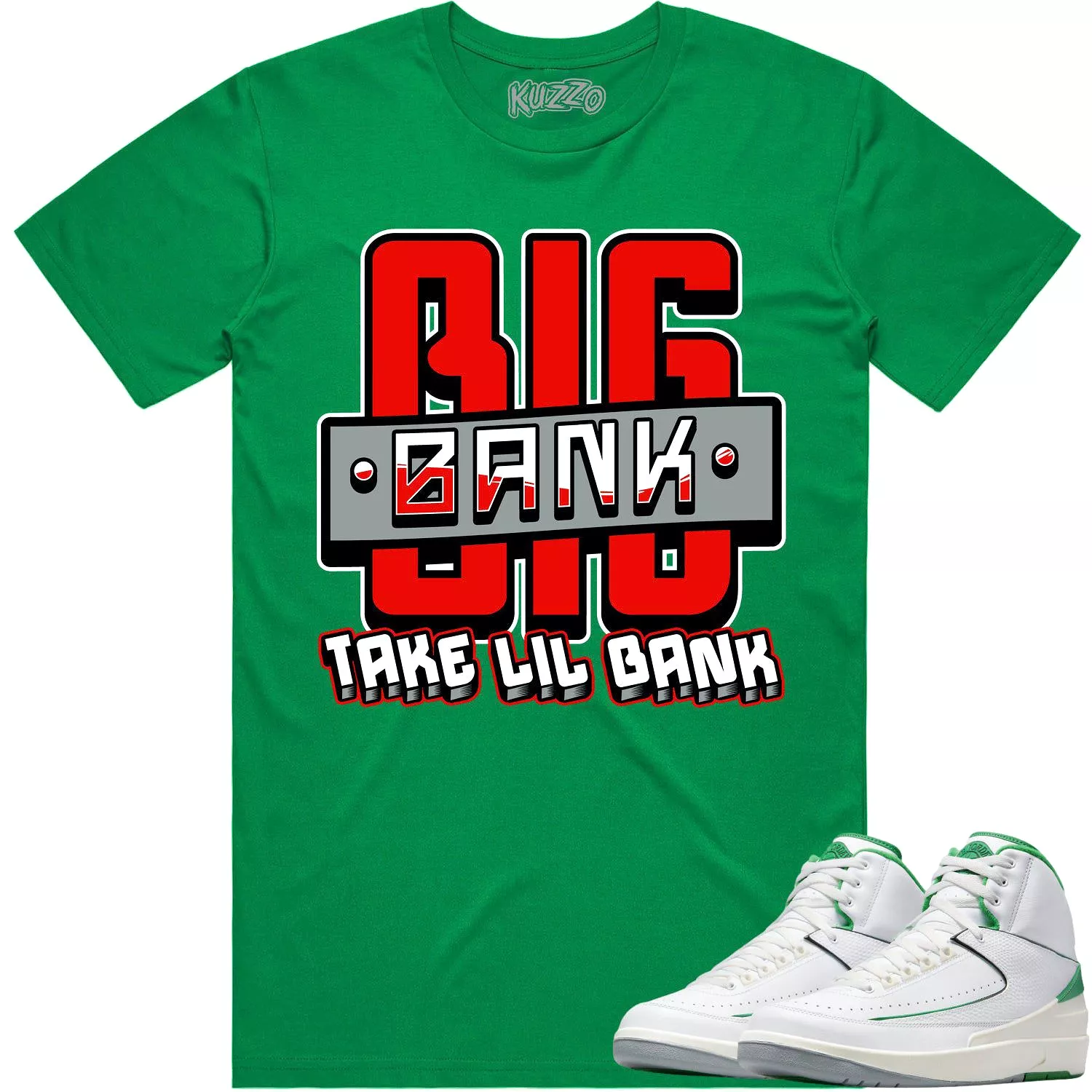 Jordan 2 Lucky Green 2s Shirt - RED BIG BANK