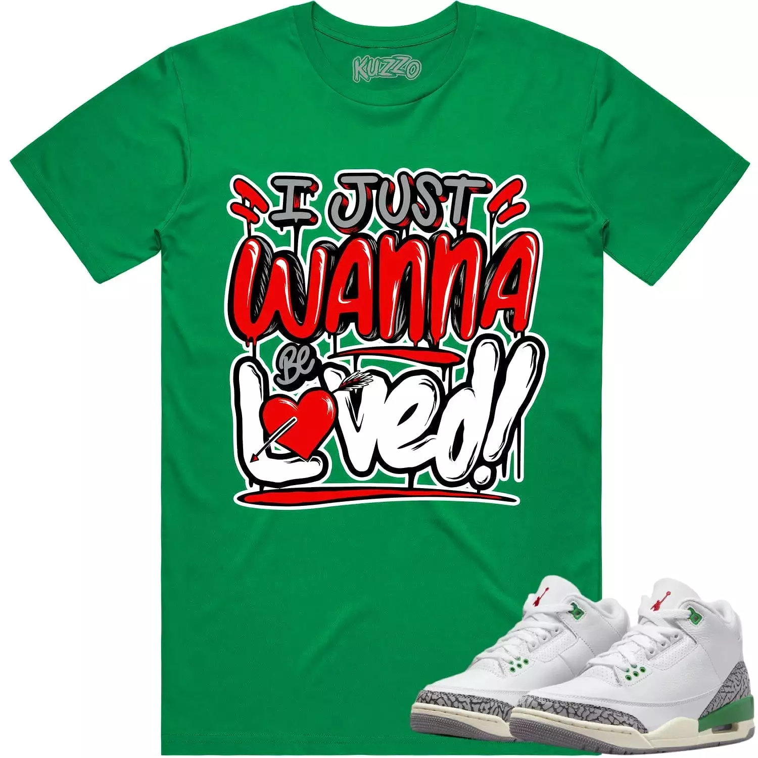 Jordan 3 Lucky Green 3s Shirt - RED LOVED, perfect match.