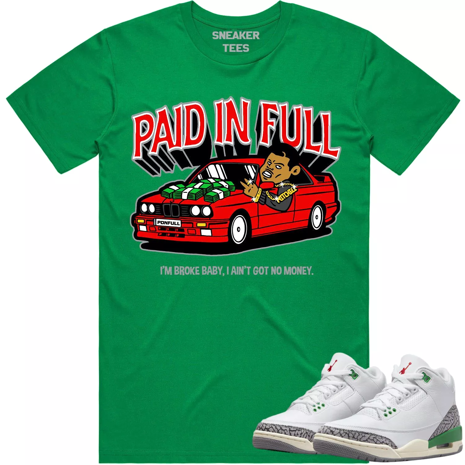 Jordan 3 Lucky Green 3s Shirt - RED PAID | Matching Apparel for Sale