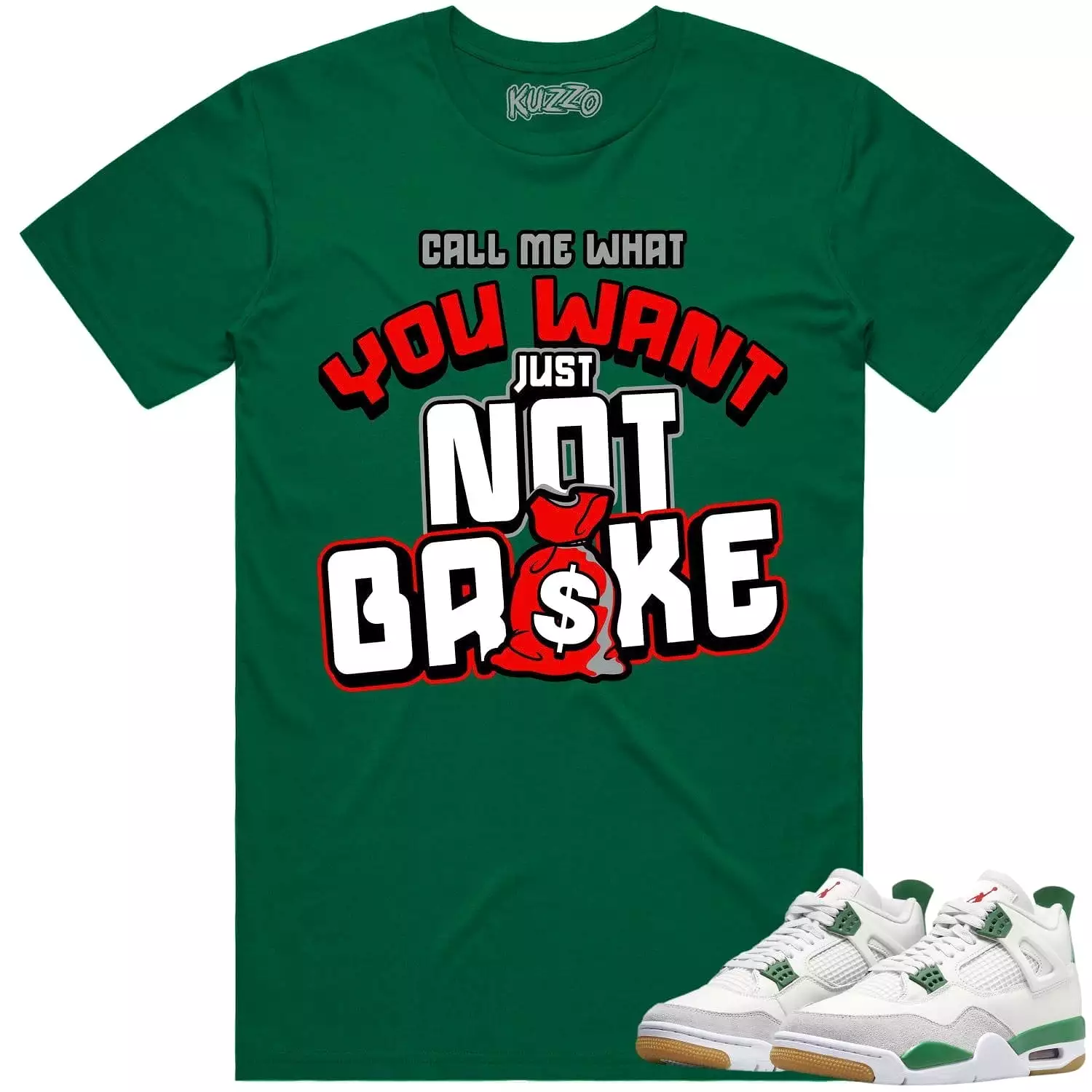 Jordan 4 Pine Green SB 4s Shirt - Red (Not Broken)