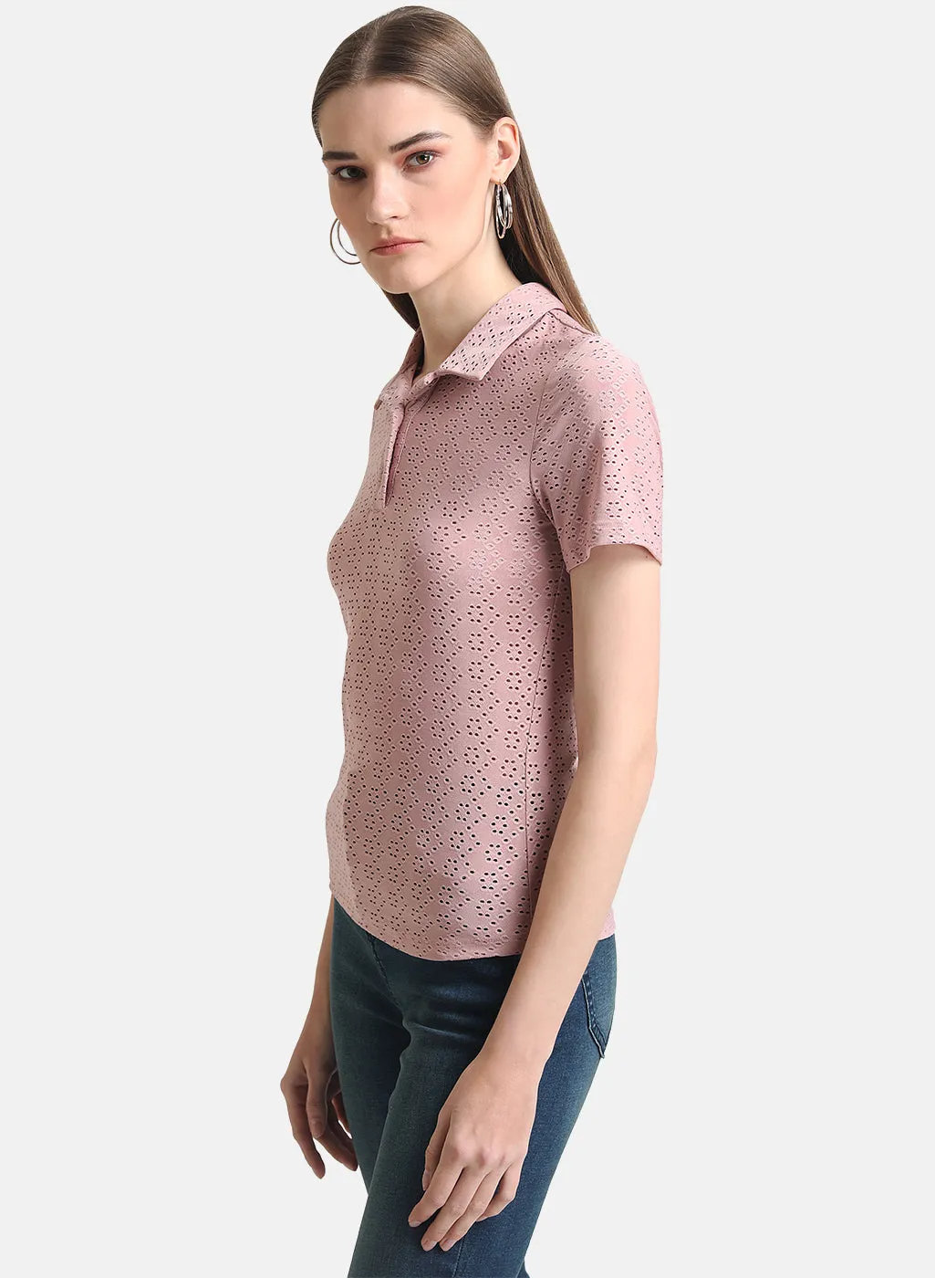 Knitted Schiffly T-Shirt - Women's Fashion