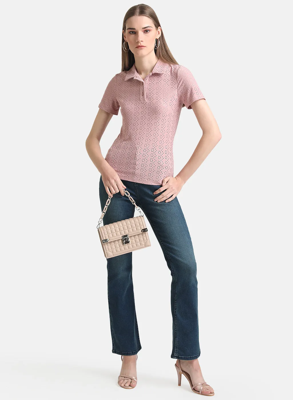 Knitted Schiffly T-Shirt - Women's Fashion