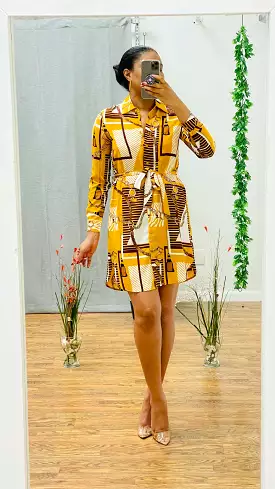 Leann shirt dress with printed pattern.