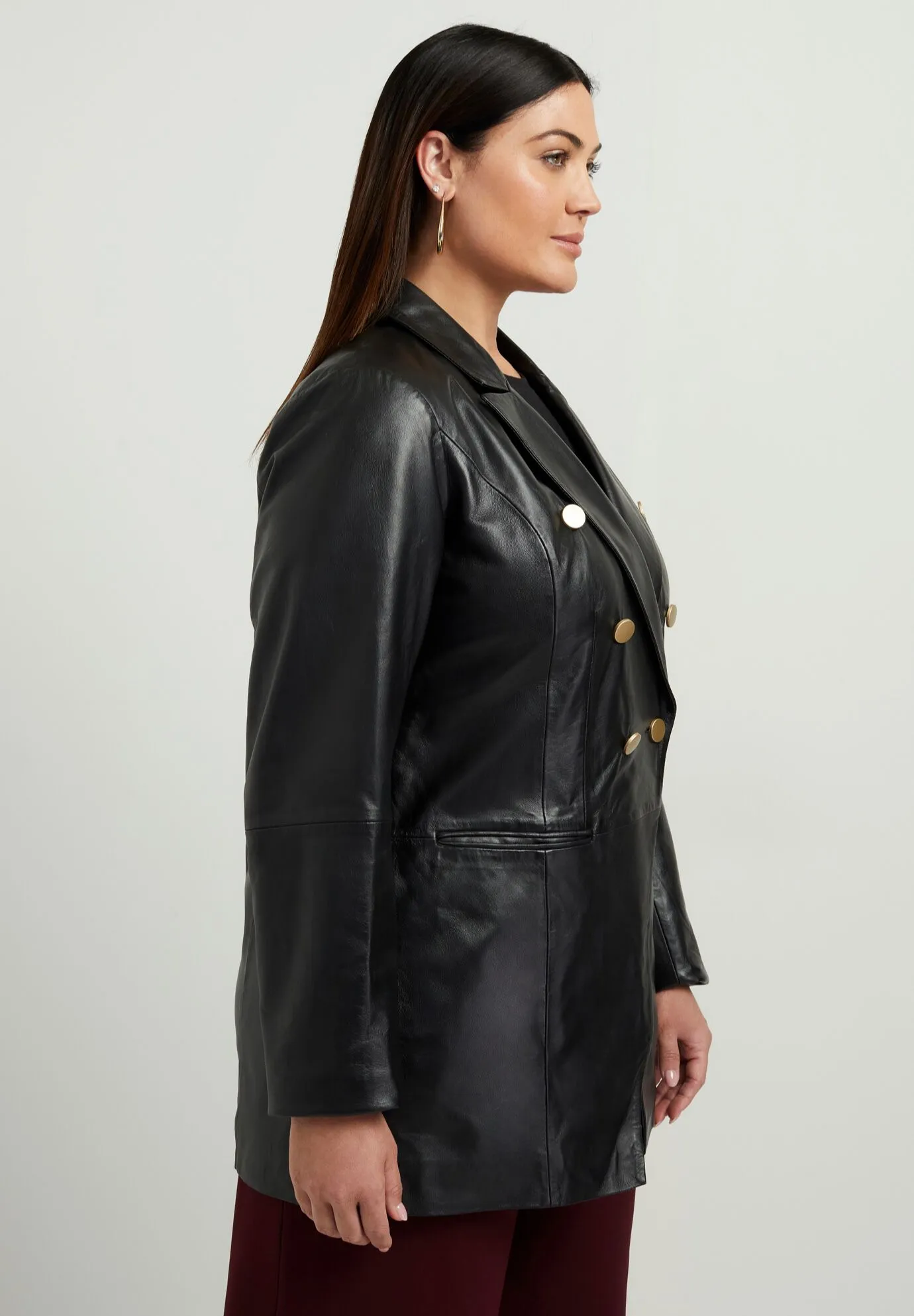 Double-Breasted Leather Blazer