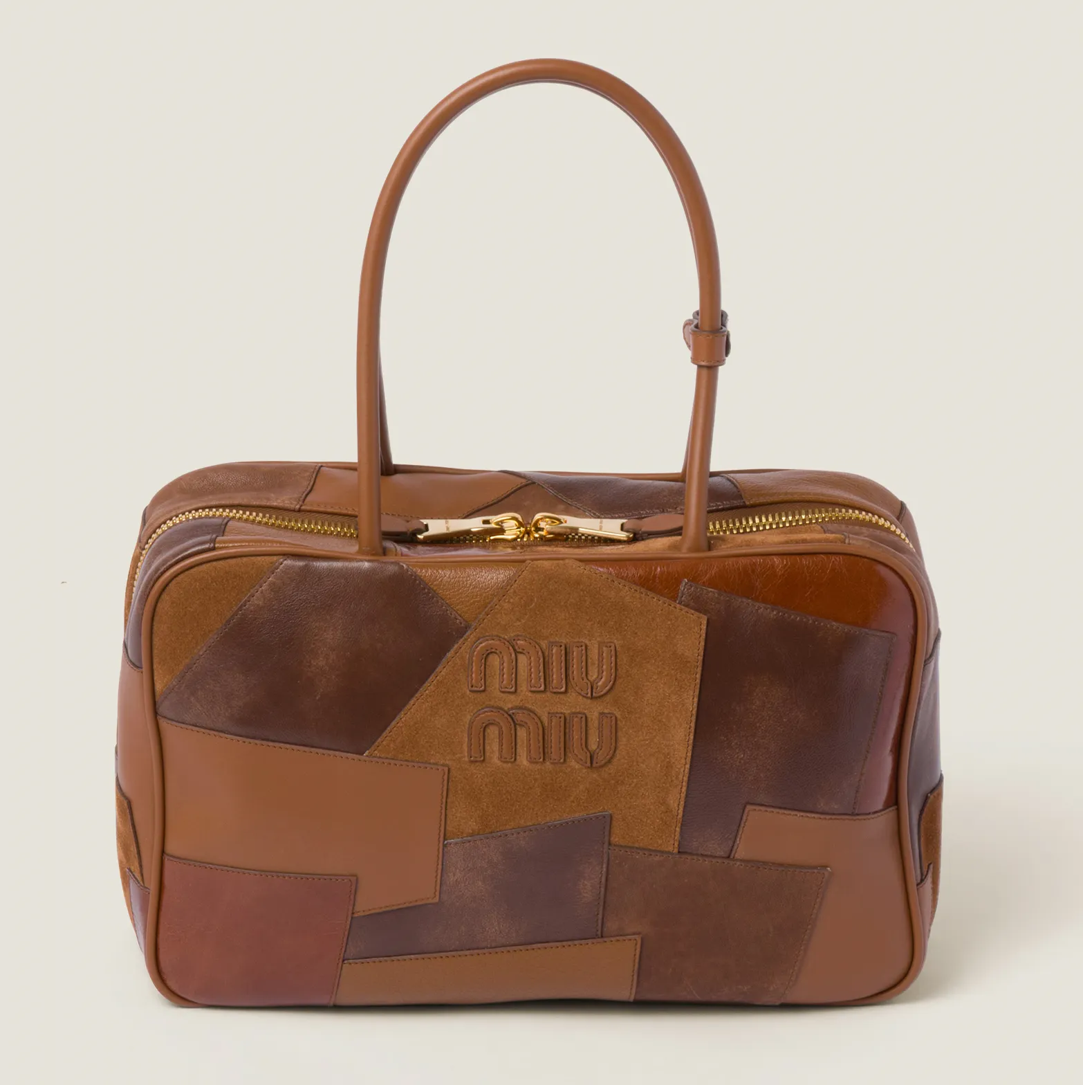 Leather Patchwork Bag Cognac