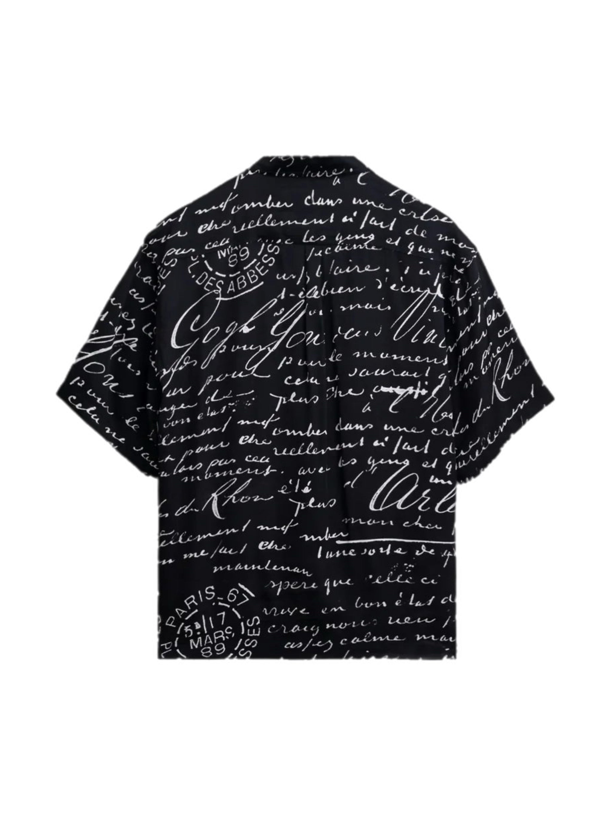 Letter Printed Camp Collar Buttondown Shirt - SLA-M3427BD