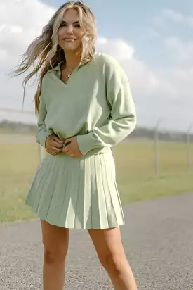 Lime Tennis Skirt Knit Set