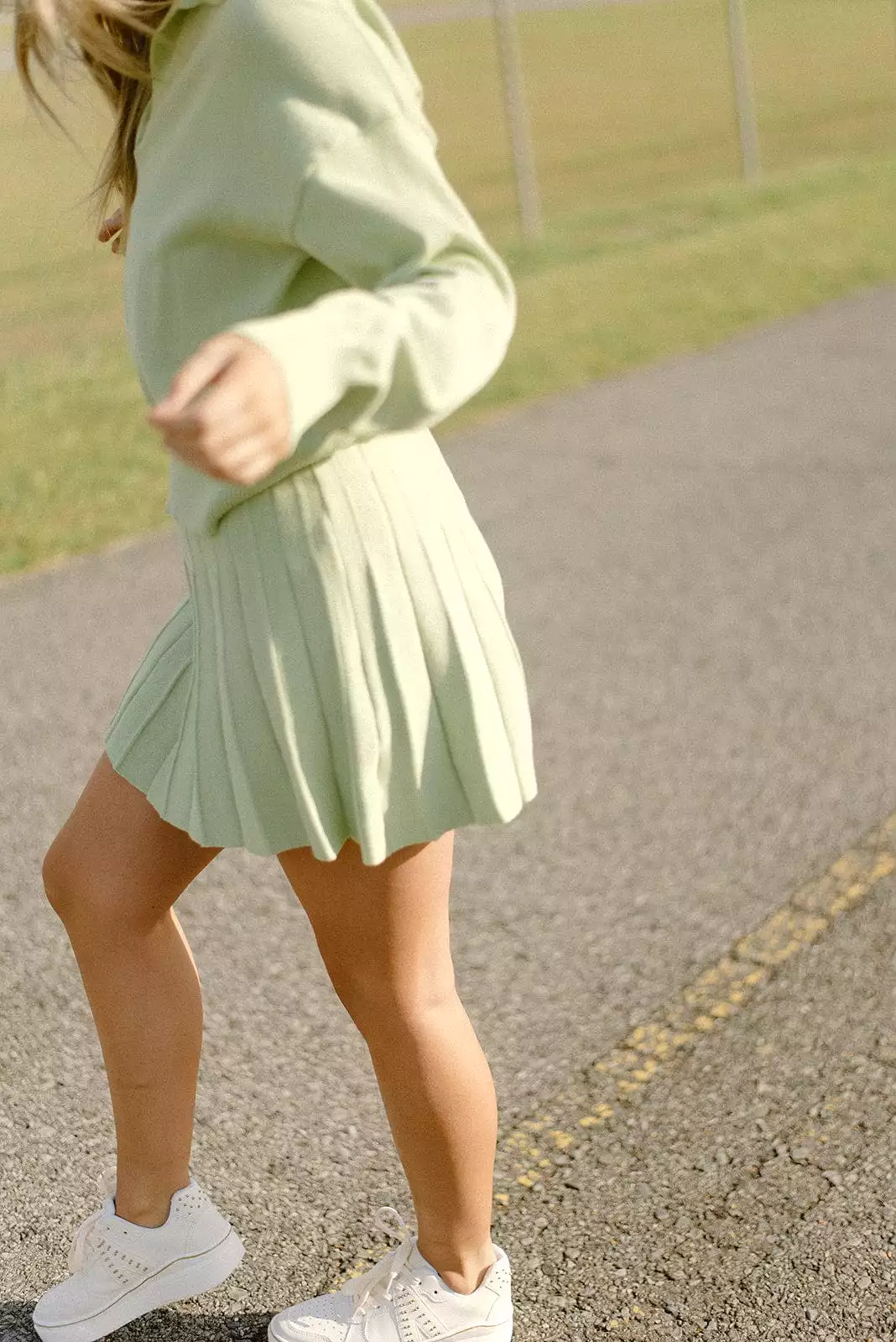 Lime Tennis Skirt Knit Set