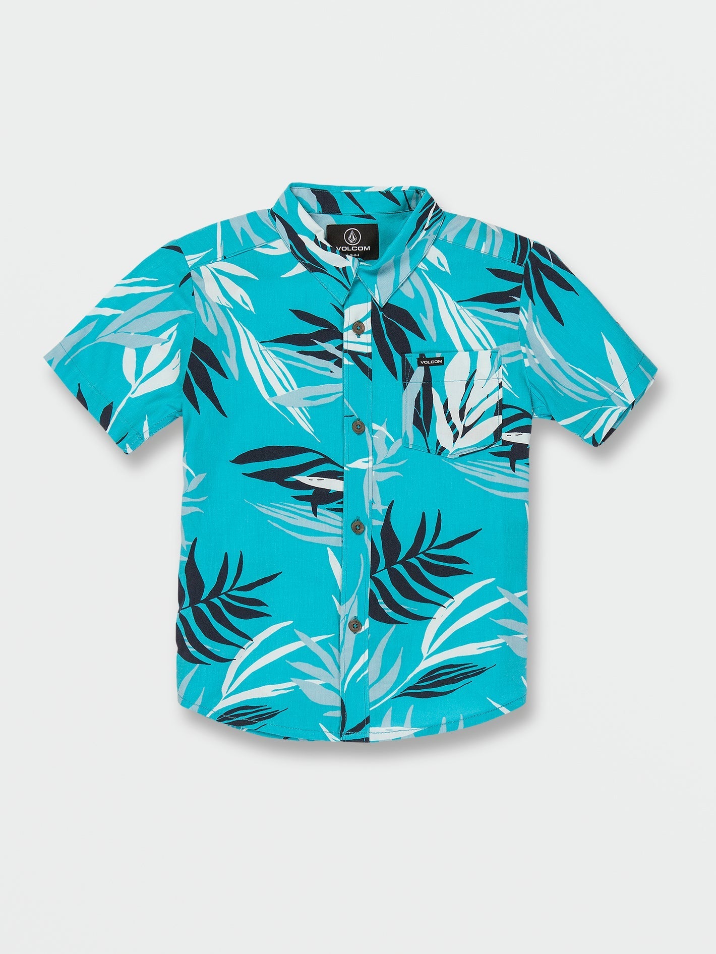 Little Boys Leaf Short Sleeve Shirt - Electric Blue