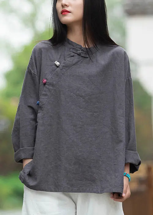 Yellow Linen Shirt with Loose Button Design | Long Sleeve | CG1044