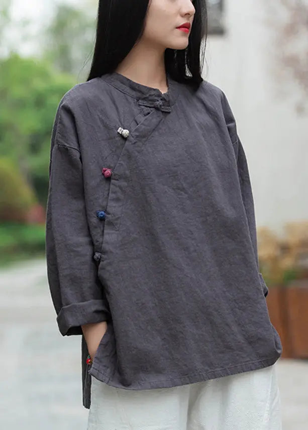 Yellow Linen Shirt with Loose Button Design | Long Sleeve | CG1044