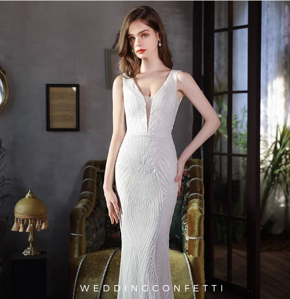 Loretta White Sleeveless Mermaid Gown - Shop Now