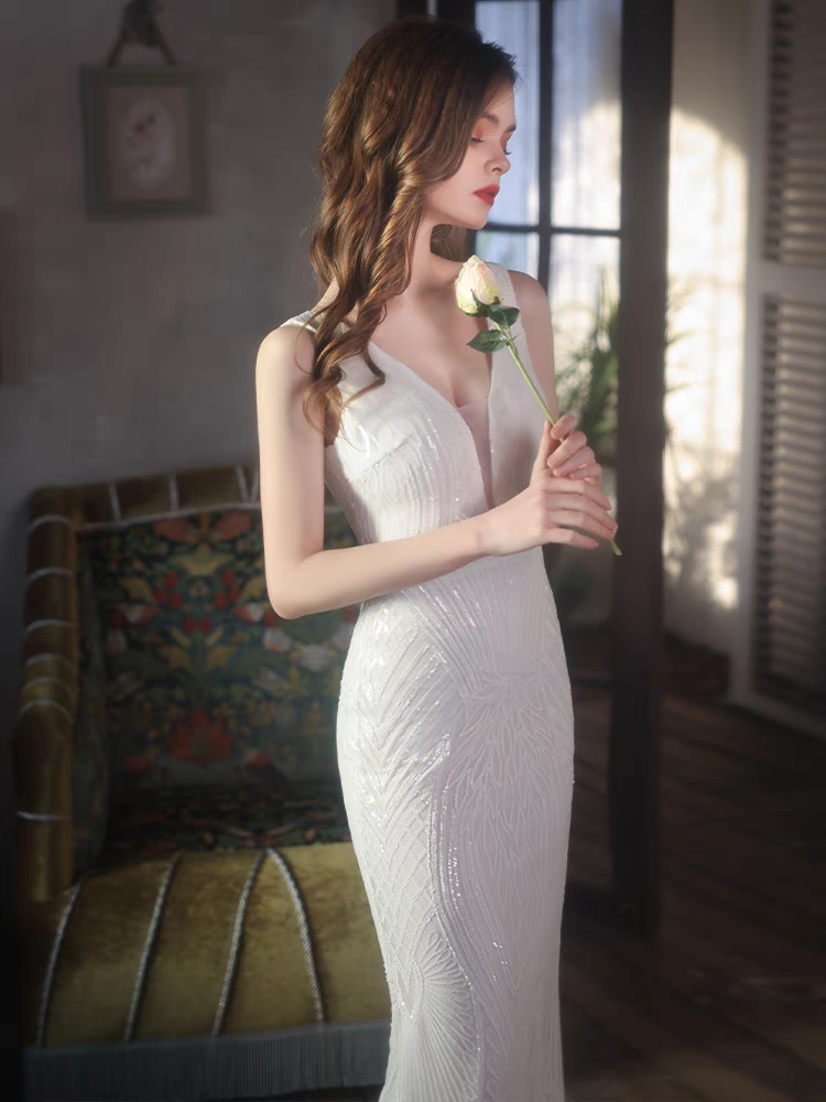 Loretta White Sleeveless Mermaid Gown - Shop Now