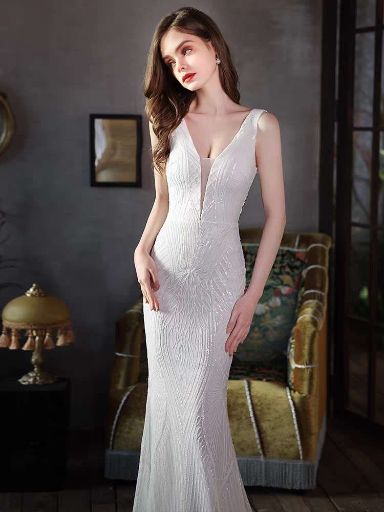 Loretta White Sleeveless Mermaid Gown - Shop Now