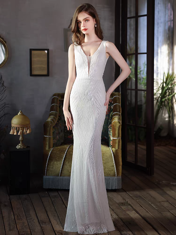 Loretta White Sleeveless Mermaid Gown - Shop Now