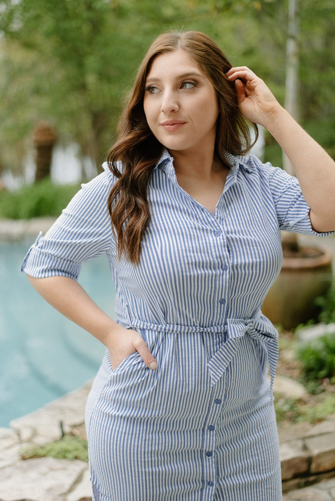 Lulu B Blue Striped Dress Shirt