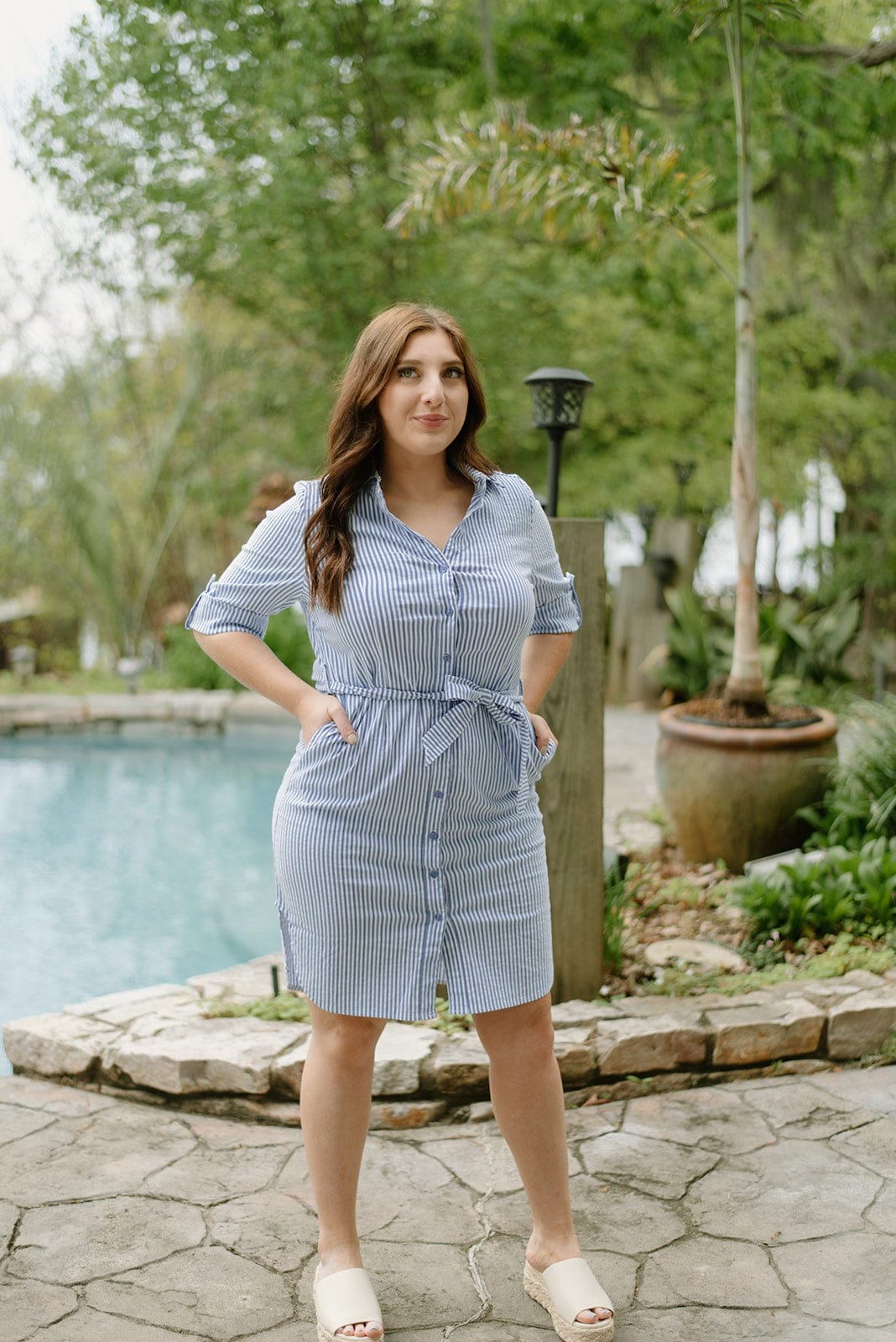 Lulu B Blue Striped Dress Shirt