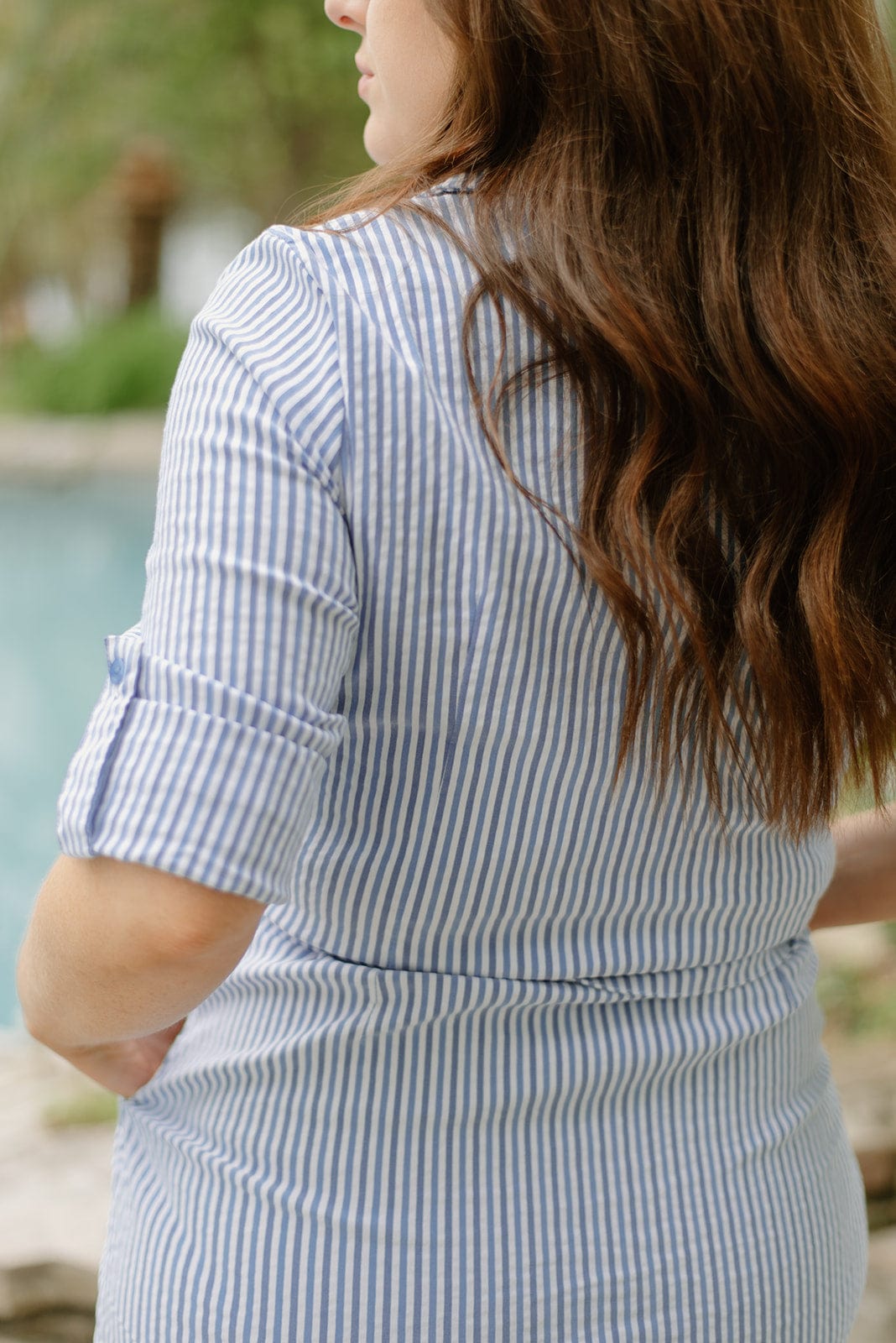 Lulu B Blue Striped Dress Shirt