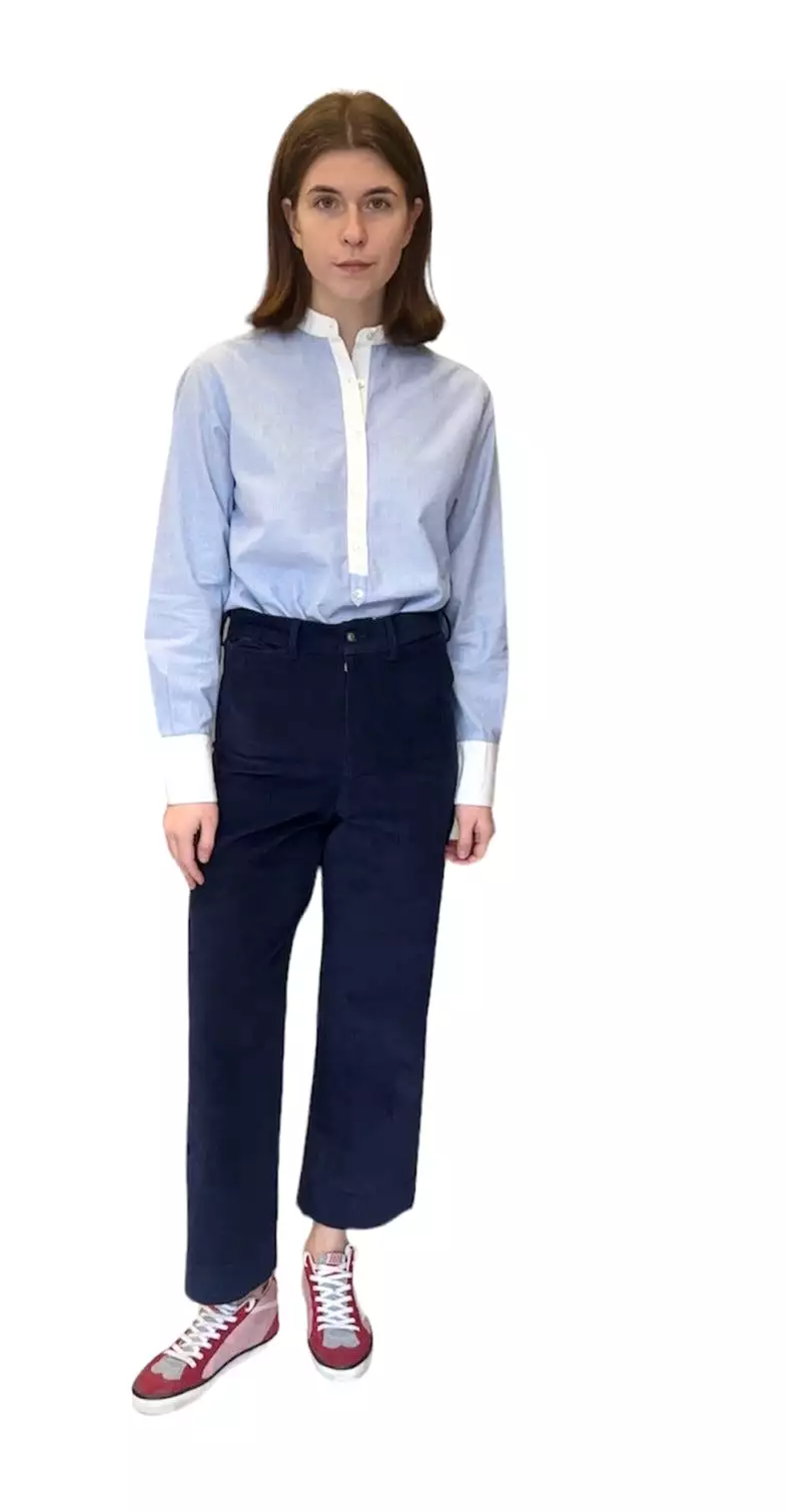 Matilde Blue Shirt White Trim