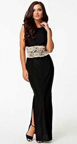 Maxi Dress with Contrasting Lace Overlay