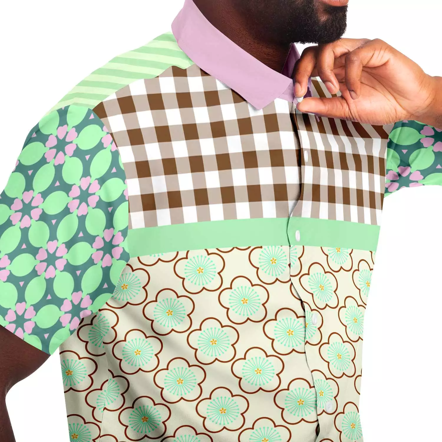 Melon print button-up shirt