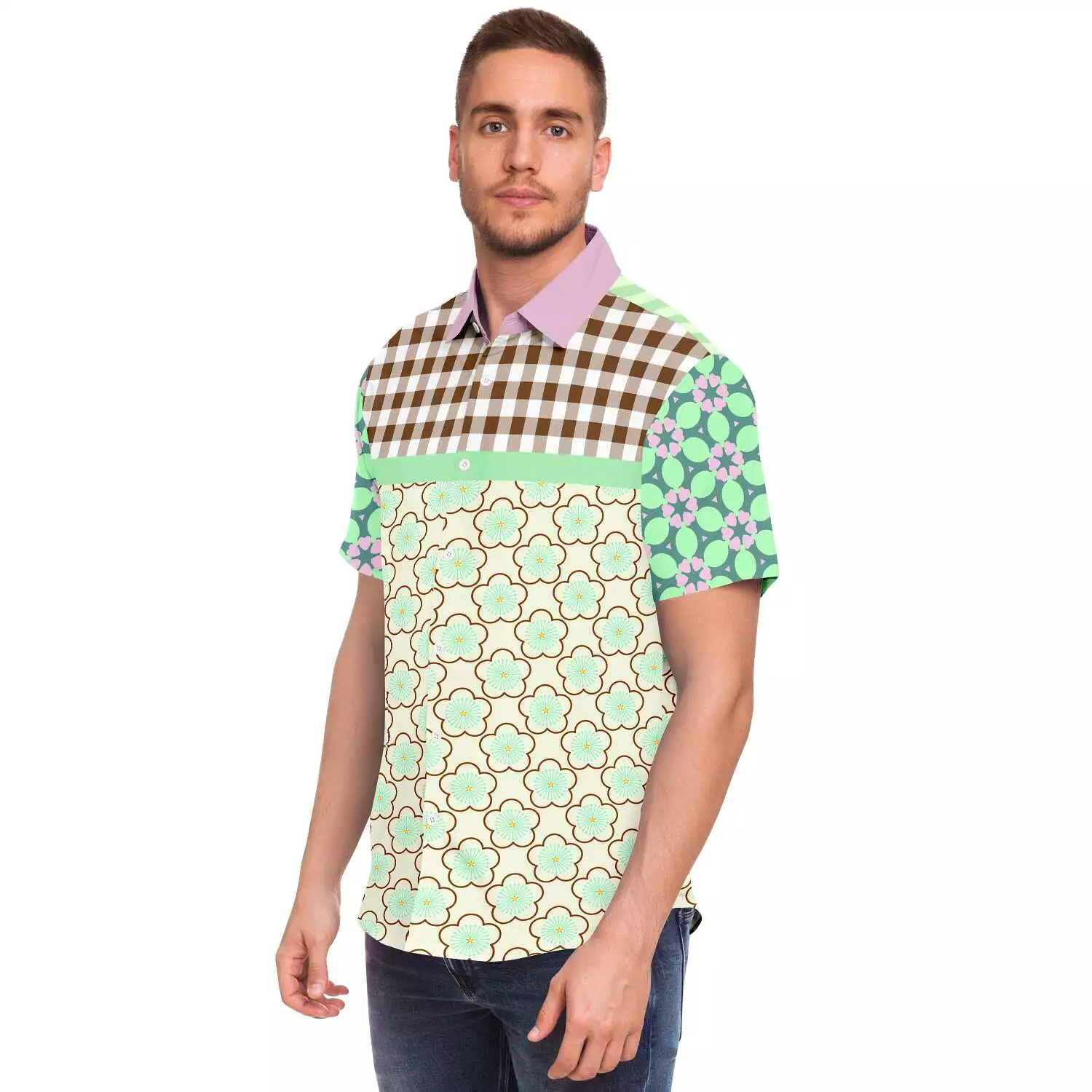 Melon print button-up shirt