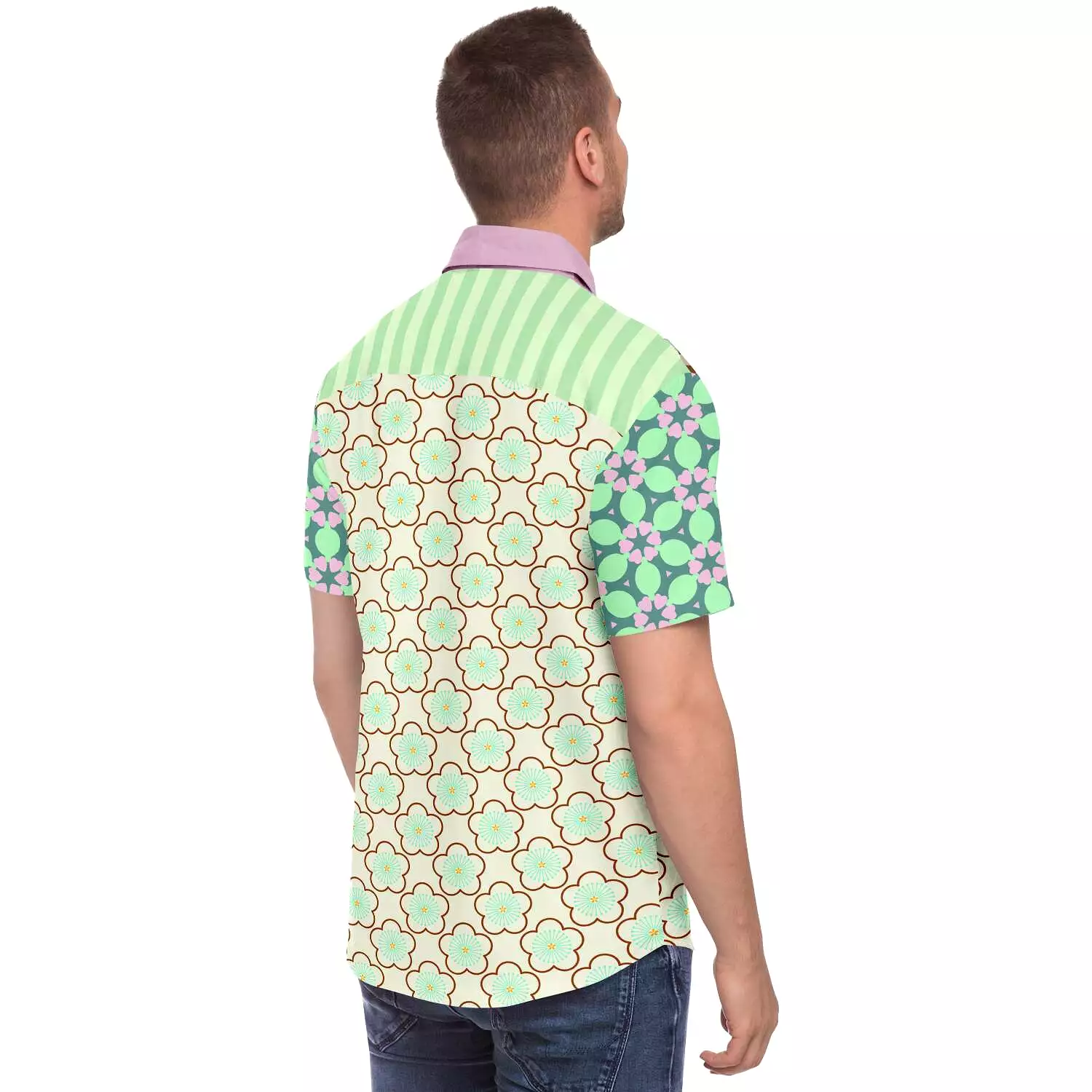 Melon print button-up shirt