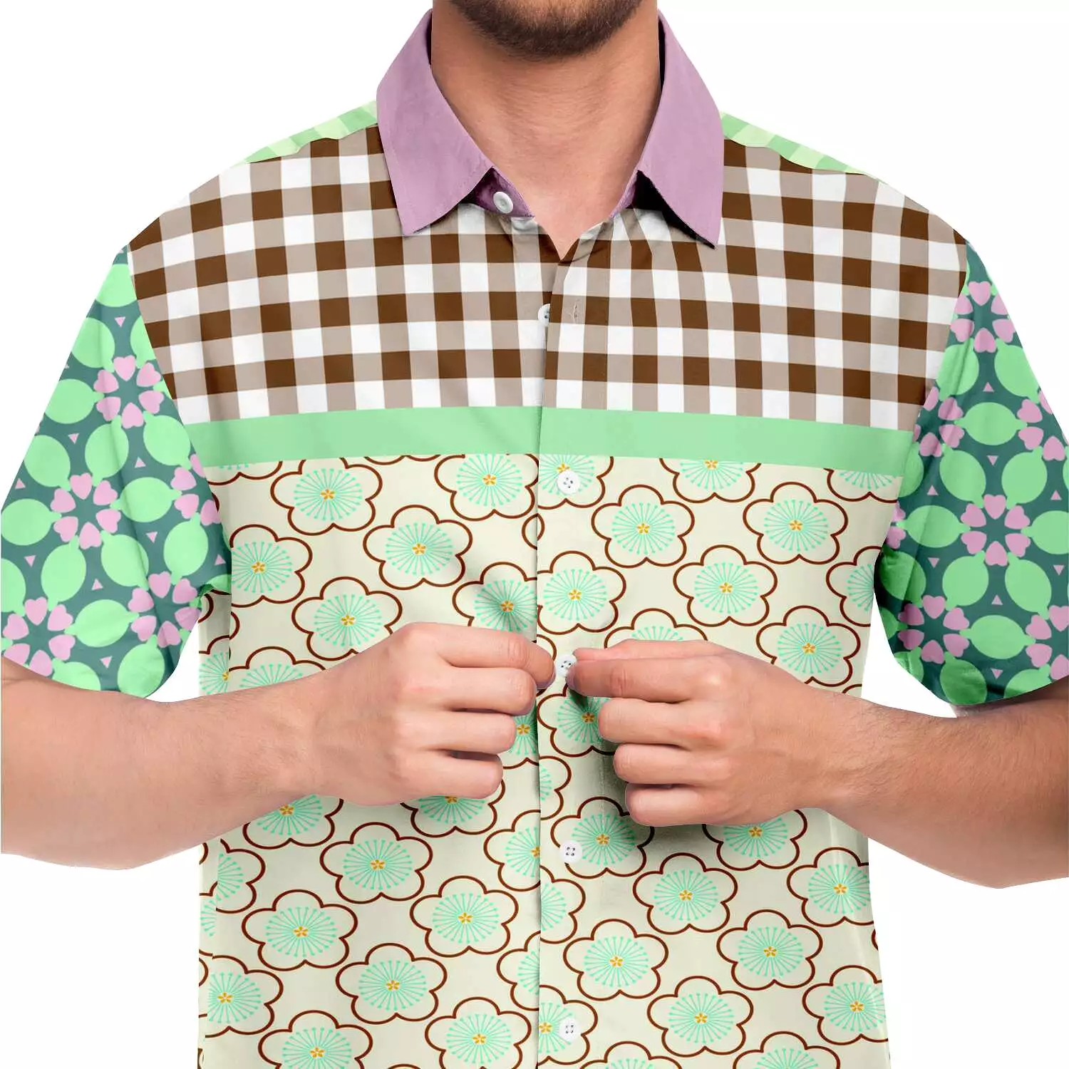 Melon print button-up shirt