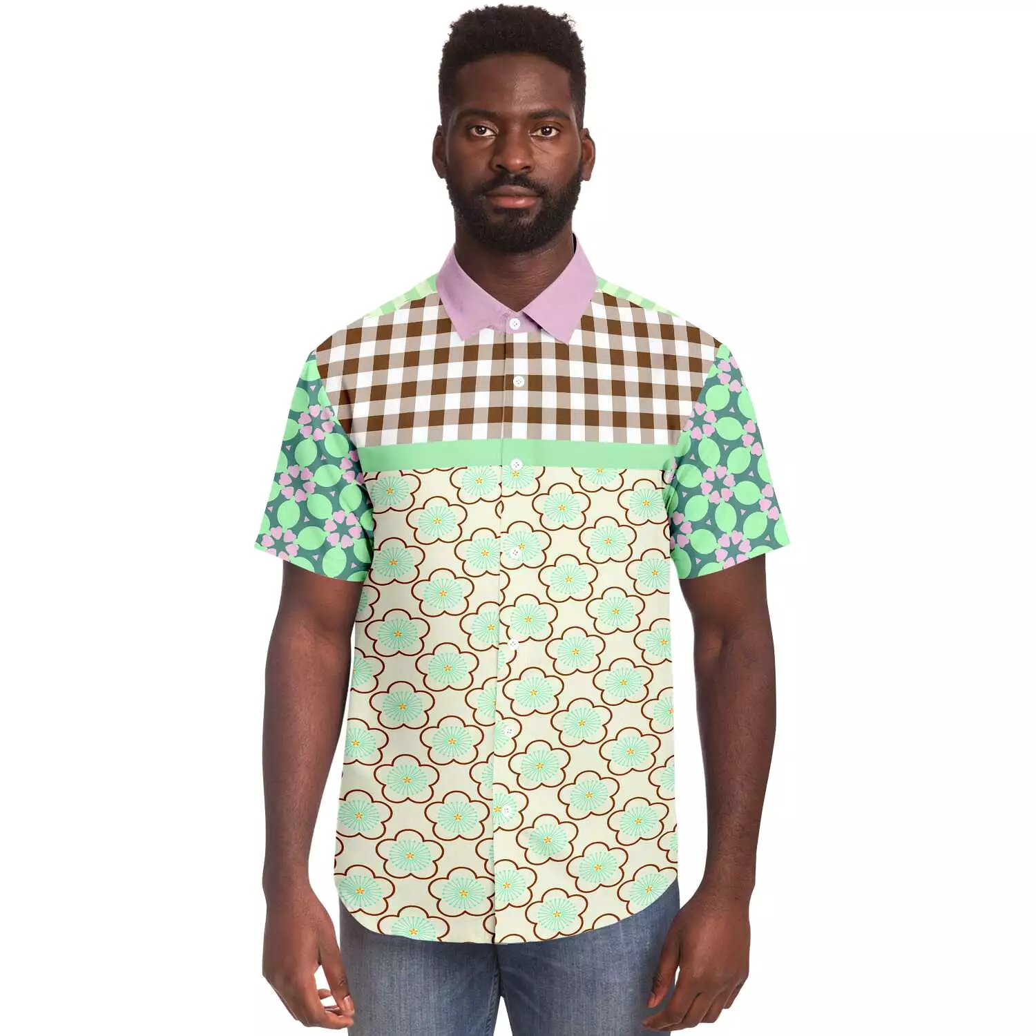 Melon print button-up shirt