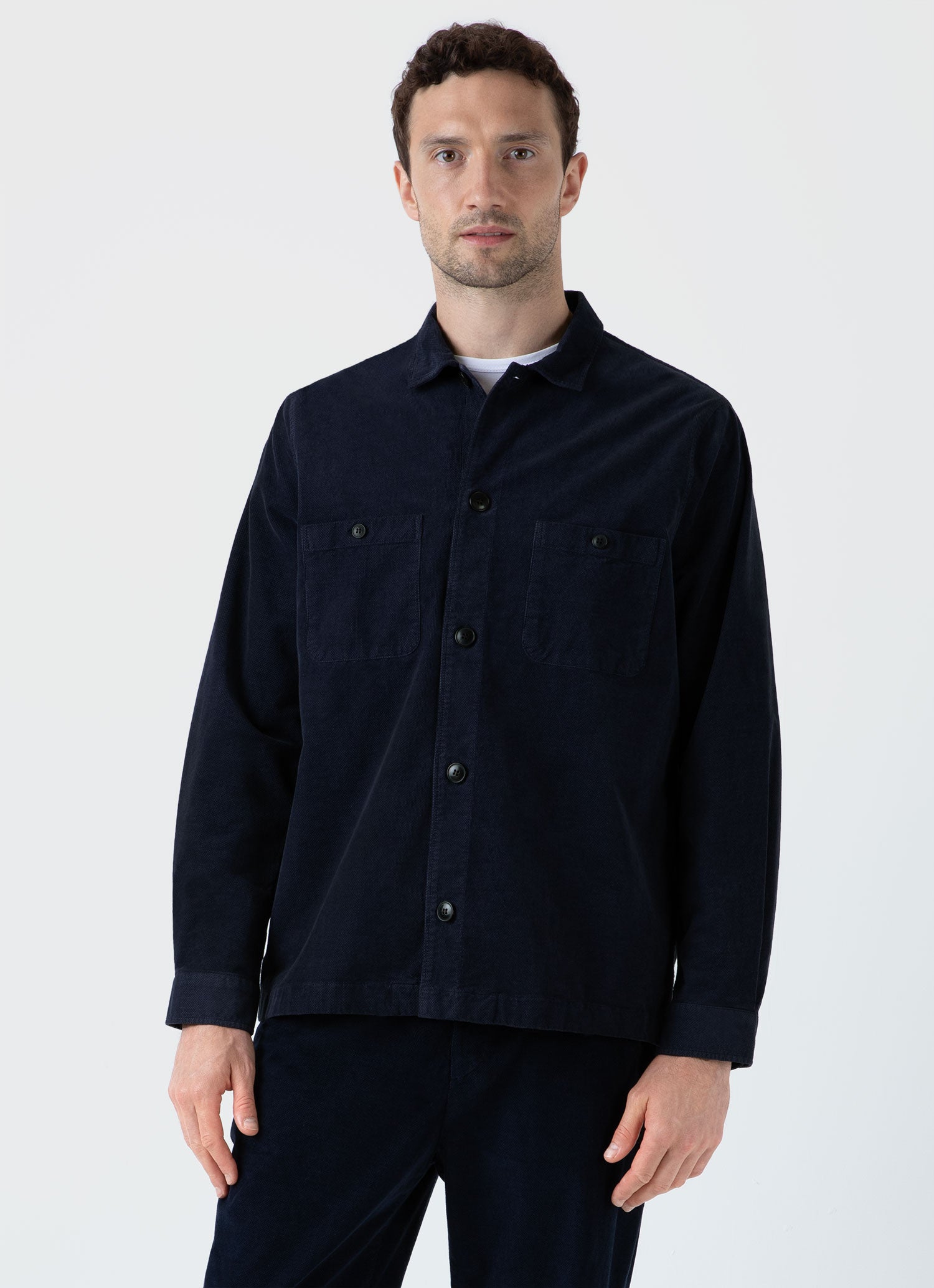 Men's Navy Cellular Cord Overshirt