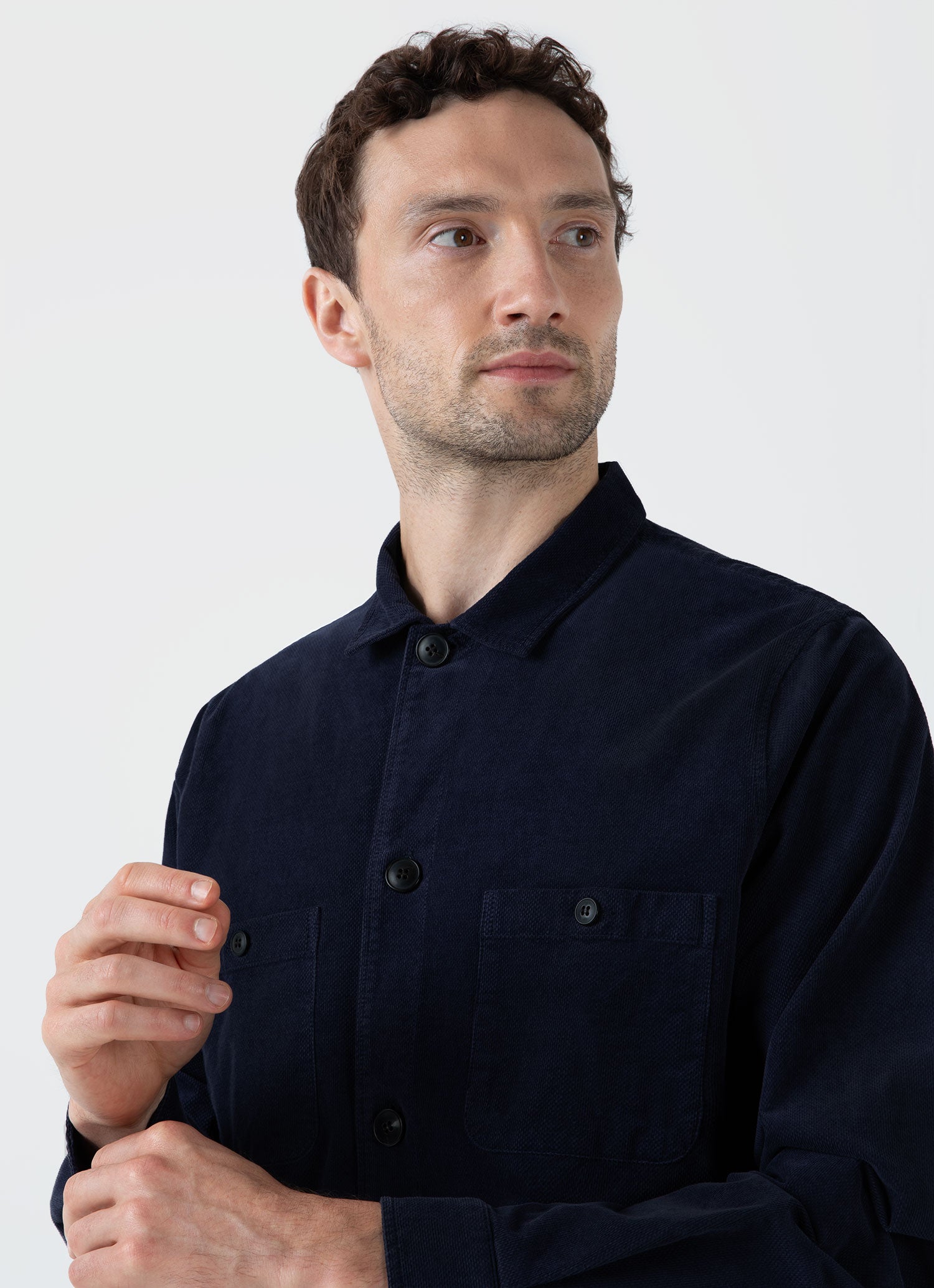 Men's Navy Cellular Cord Overshirt