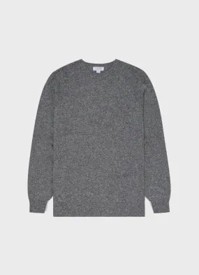 Men's Gray Lambswool Crew Neck Sweater