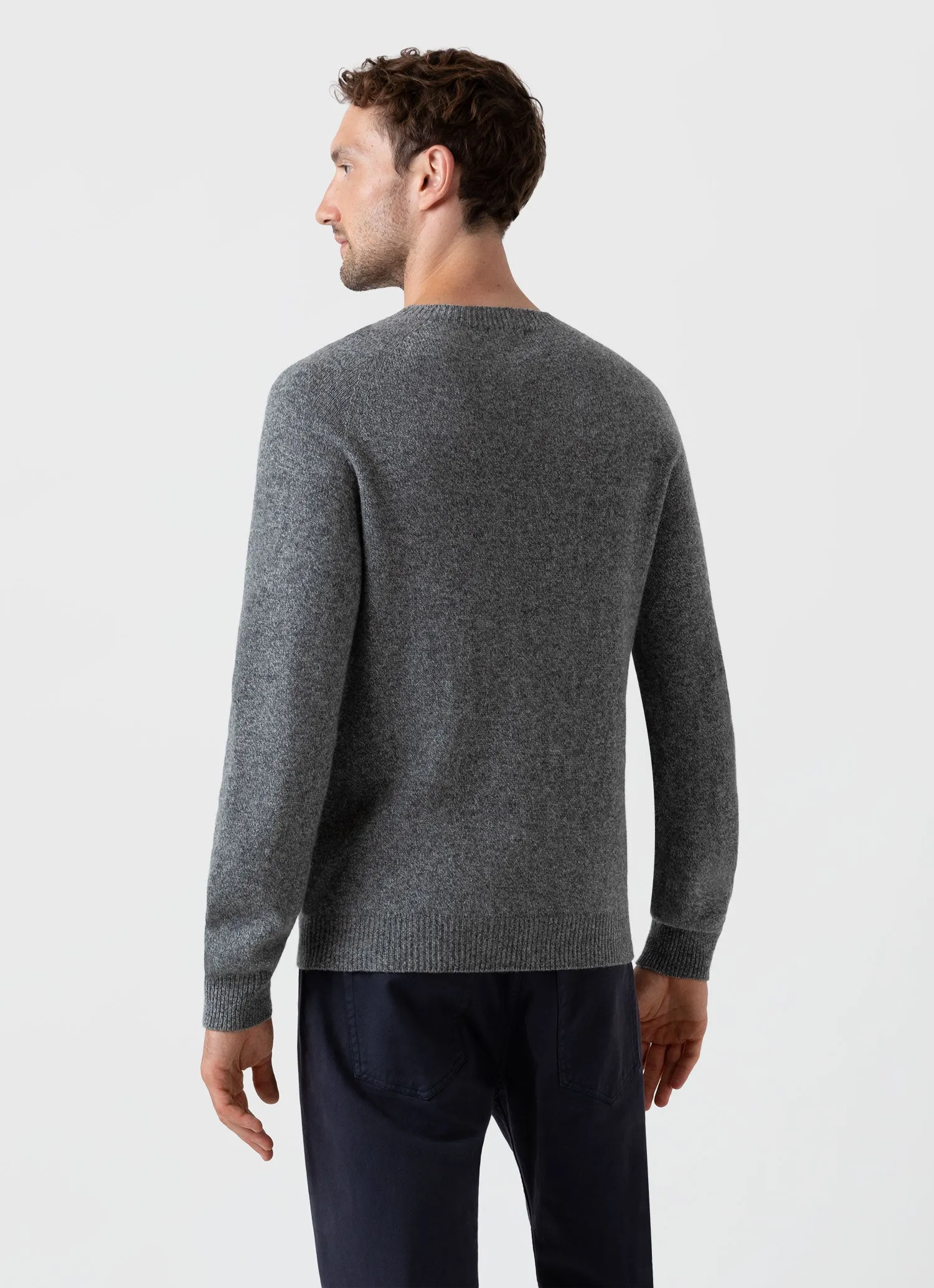 Men's Gray Lambswool Crew Neck Sweater