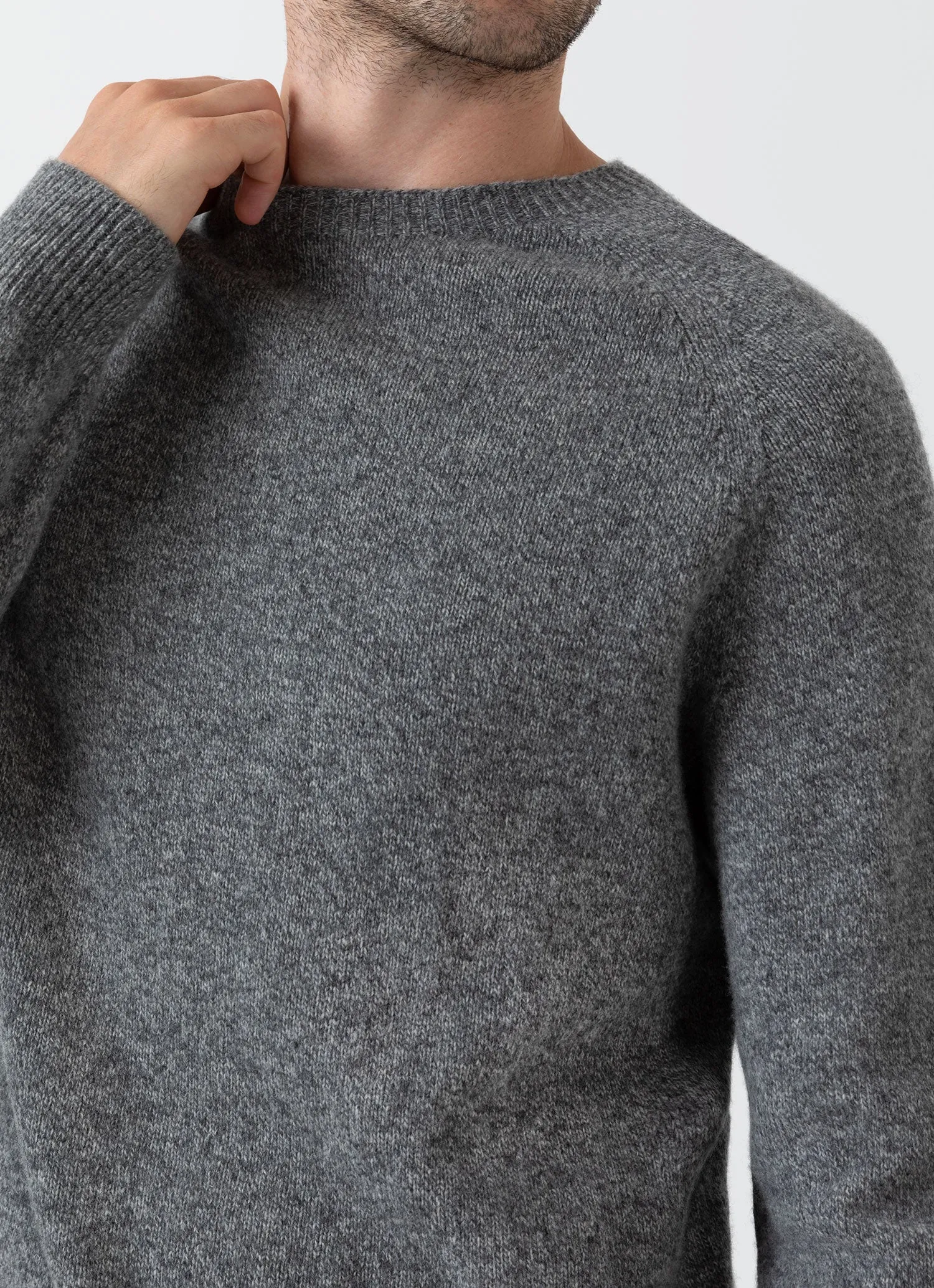 Men's Gray Lambswool Crew Neck Sweater