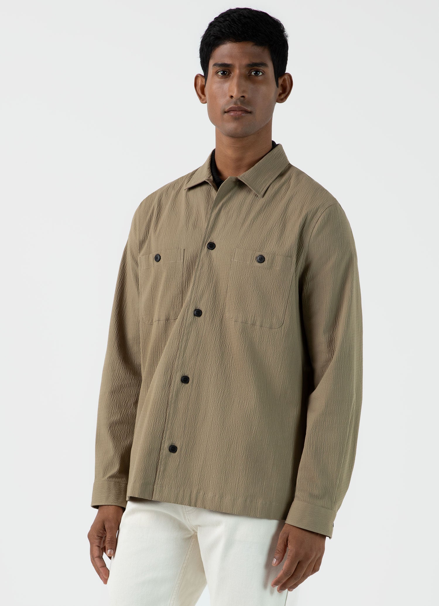 Dark Stone Men's Seersucker Overshirt