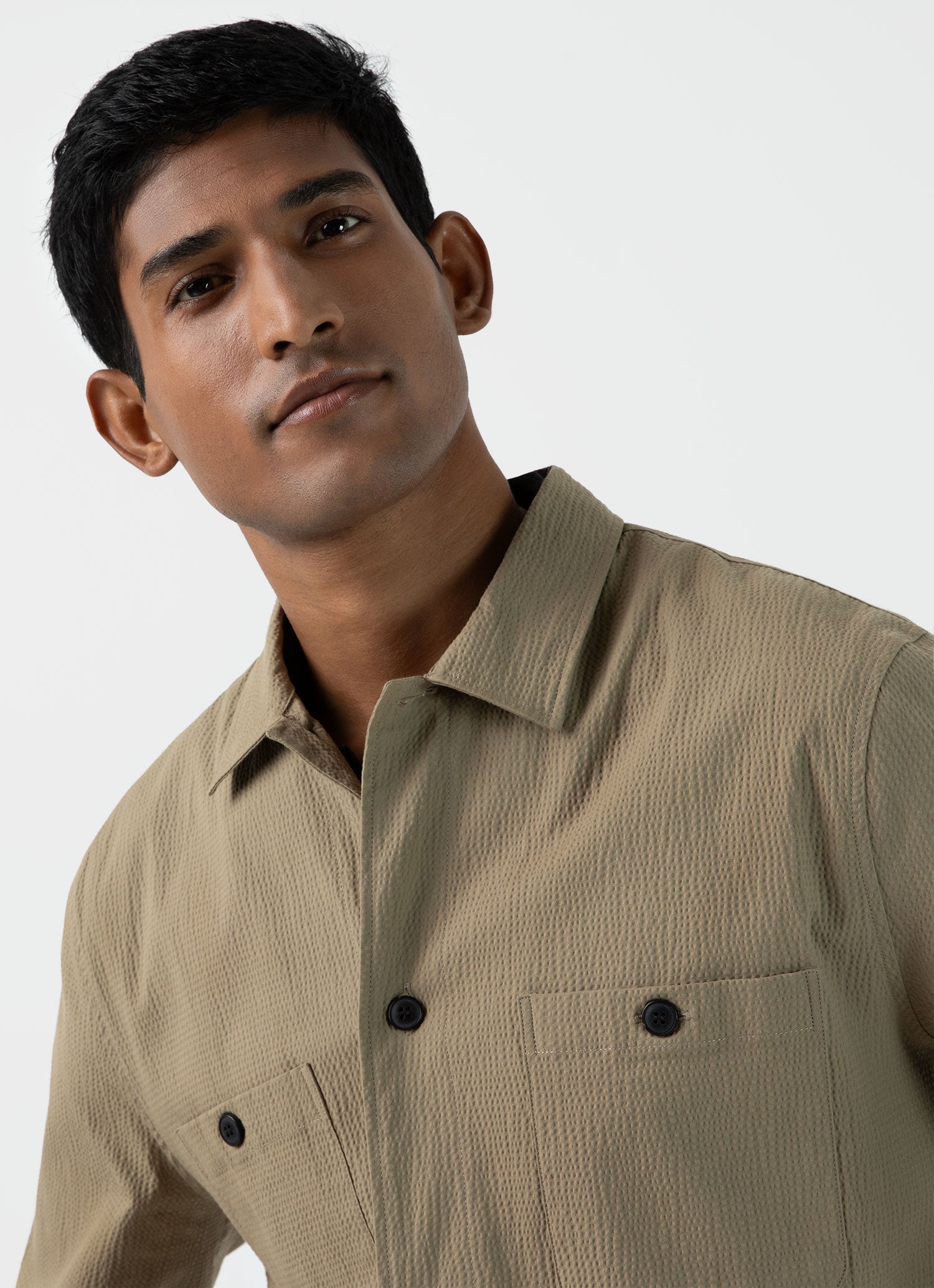 Dark Stone Men's Seersucker Overshirt