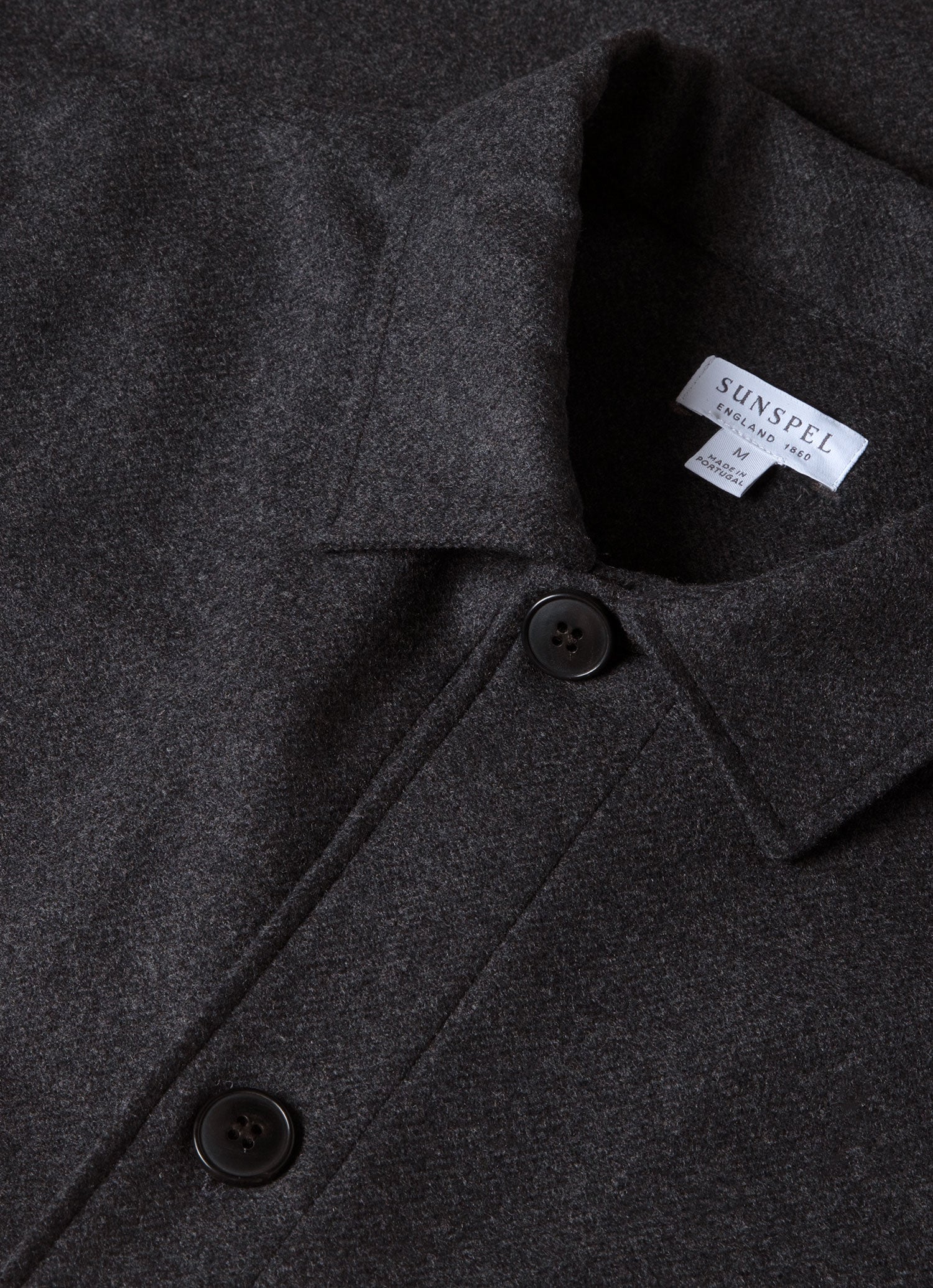 Wool Twill Overshirt for Men - Charcoal Melange