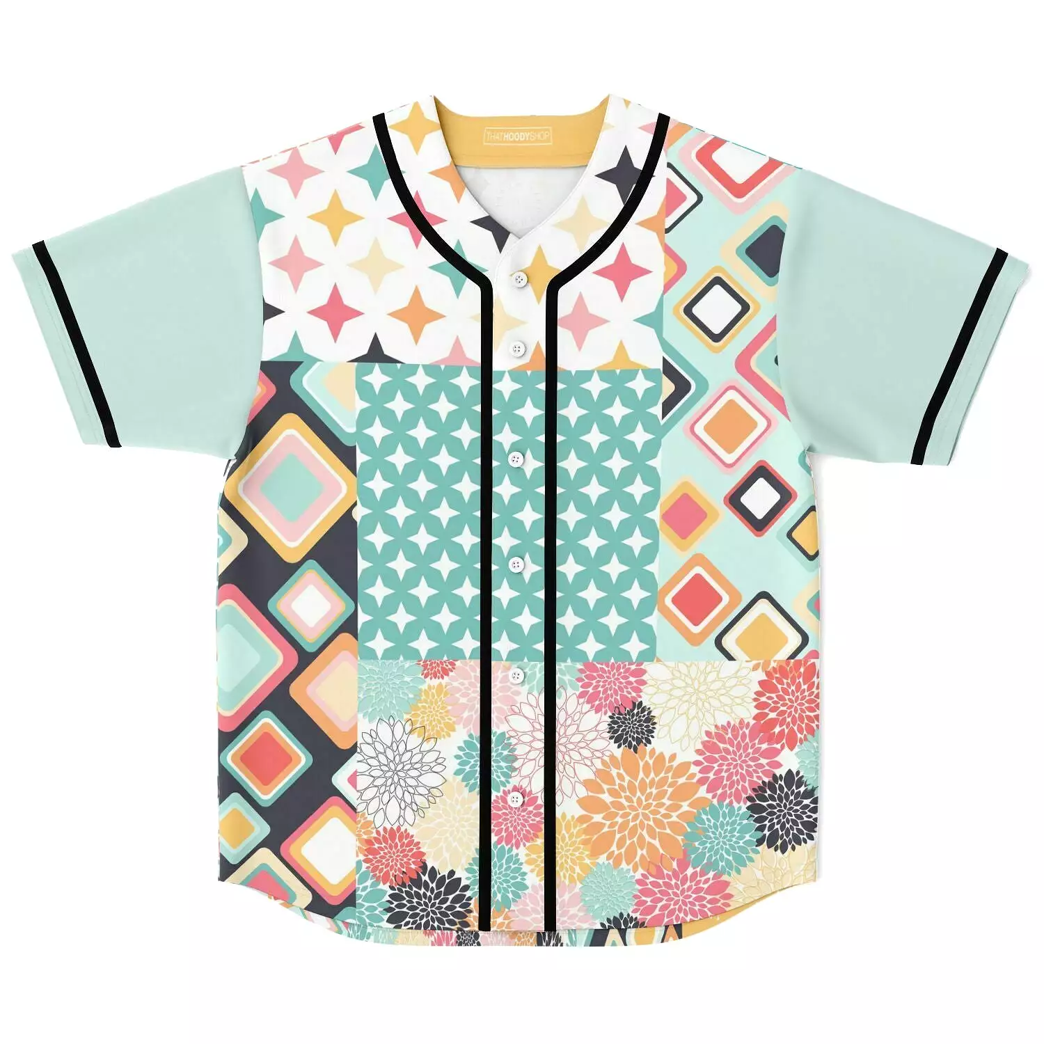 Miami Geography Patchwork Jersey - Button Front Design