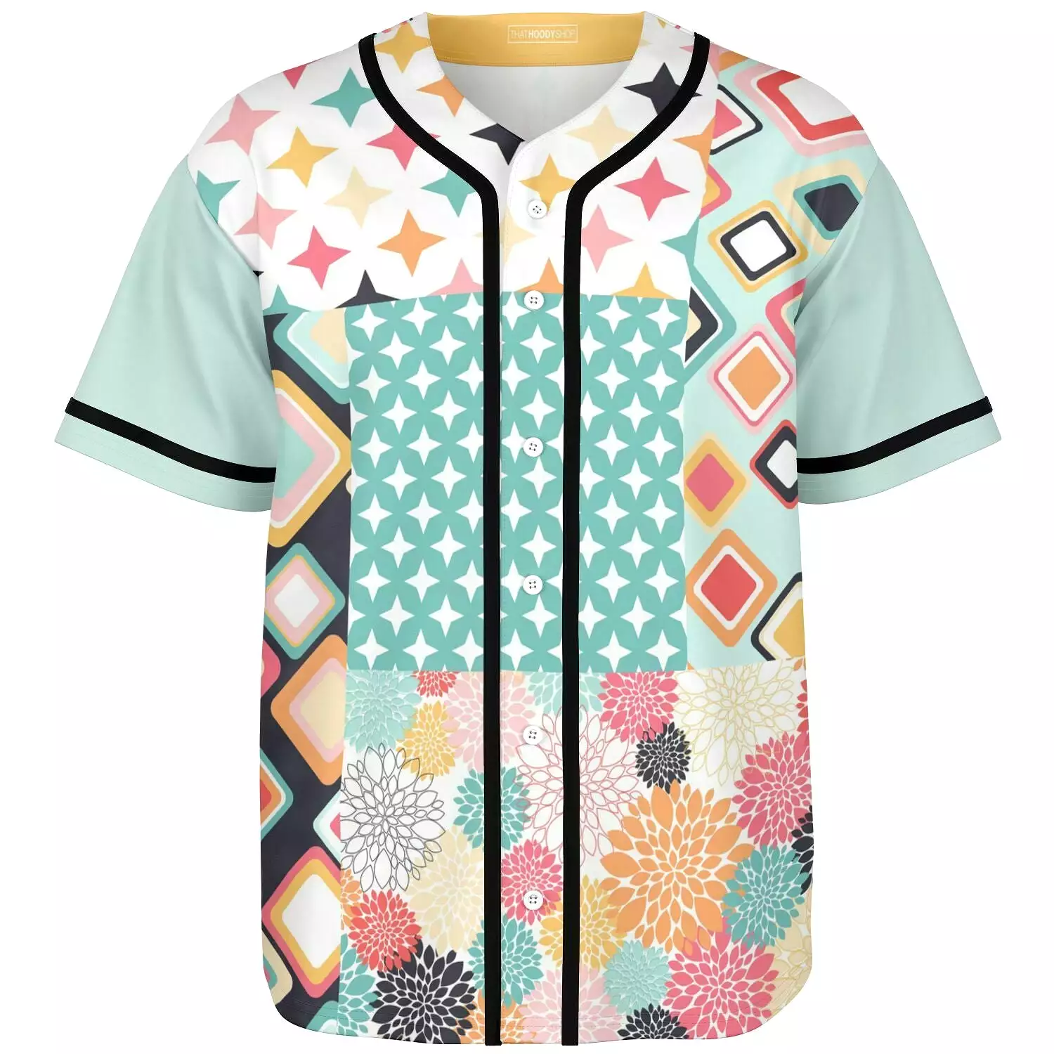 Miami Geography Patchwork Jersey - Button Front Design