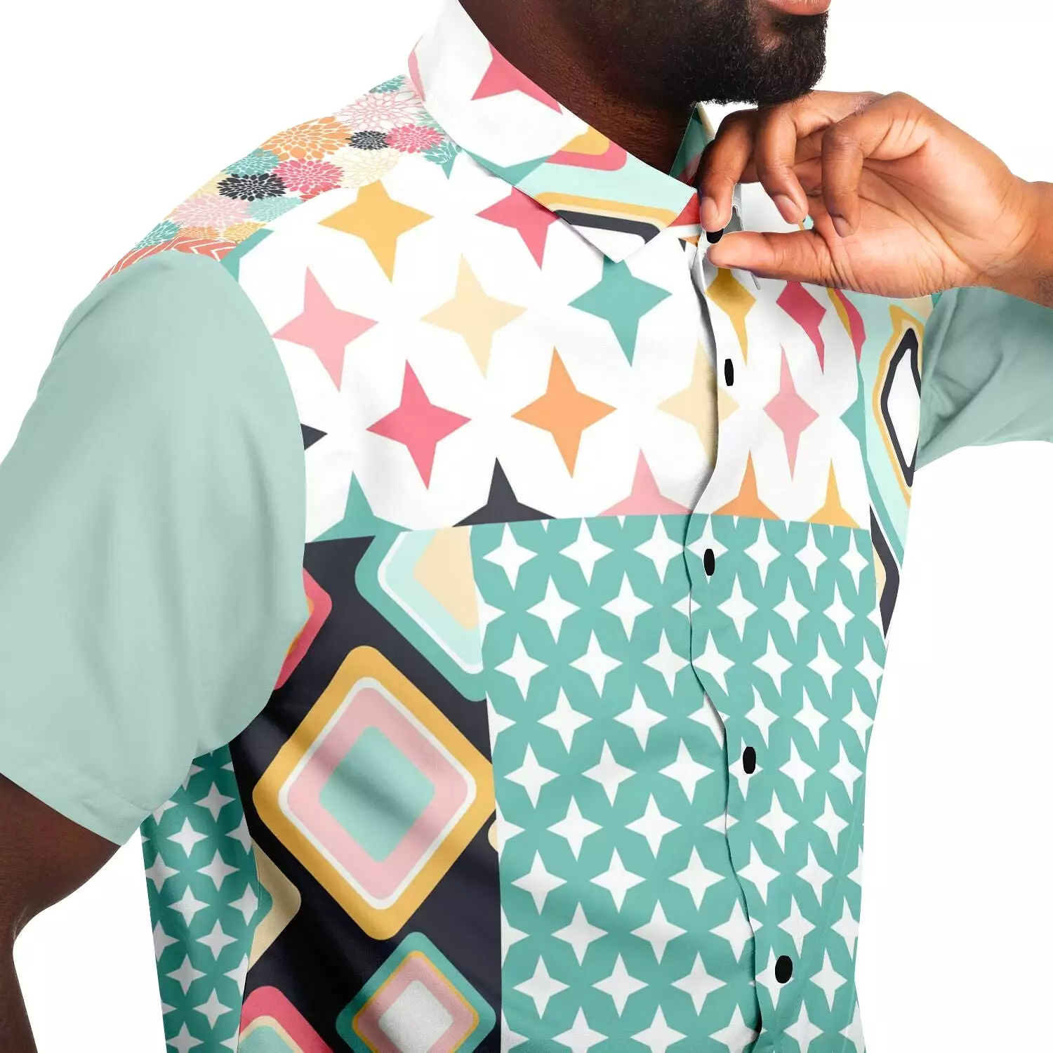 Miami Polka Dot Patchwork Button Down Shirt