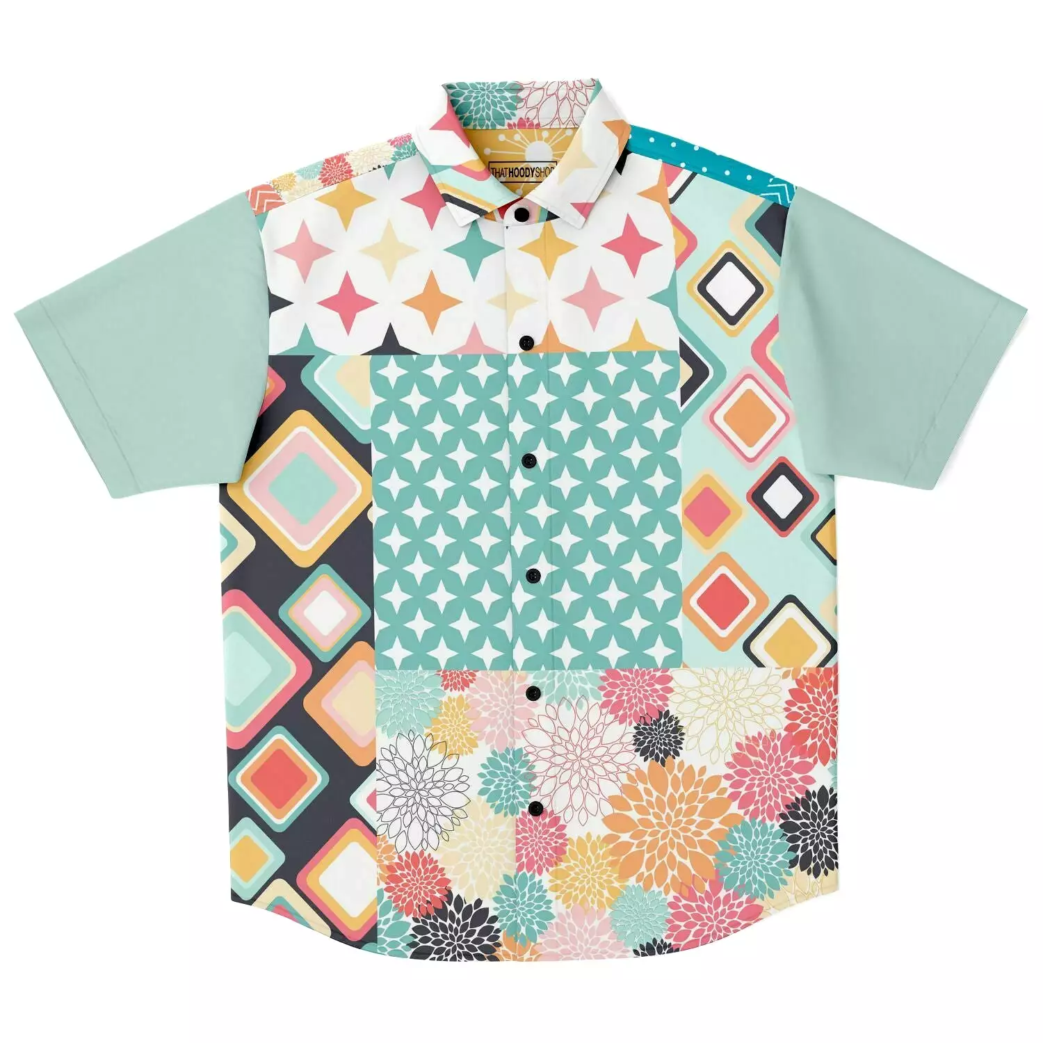 Miami Polka Dot Patchwork Button Down Shirt