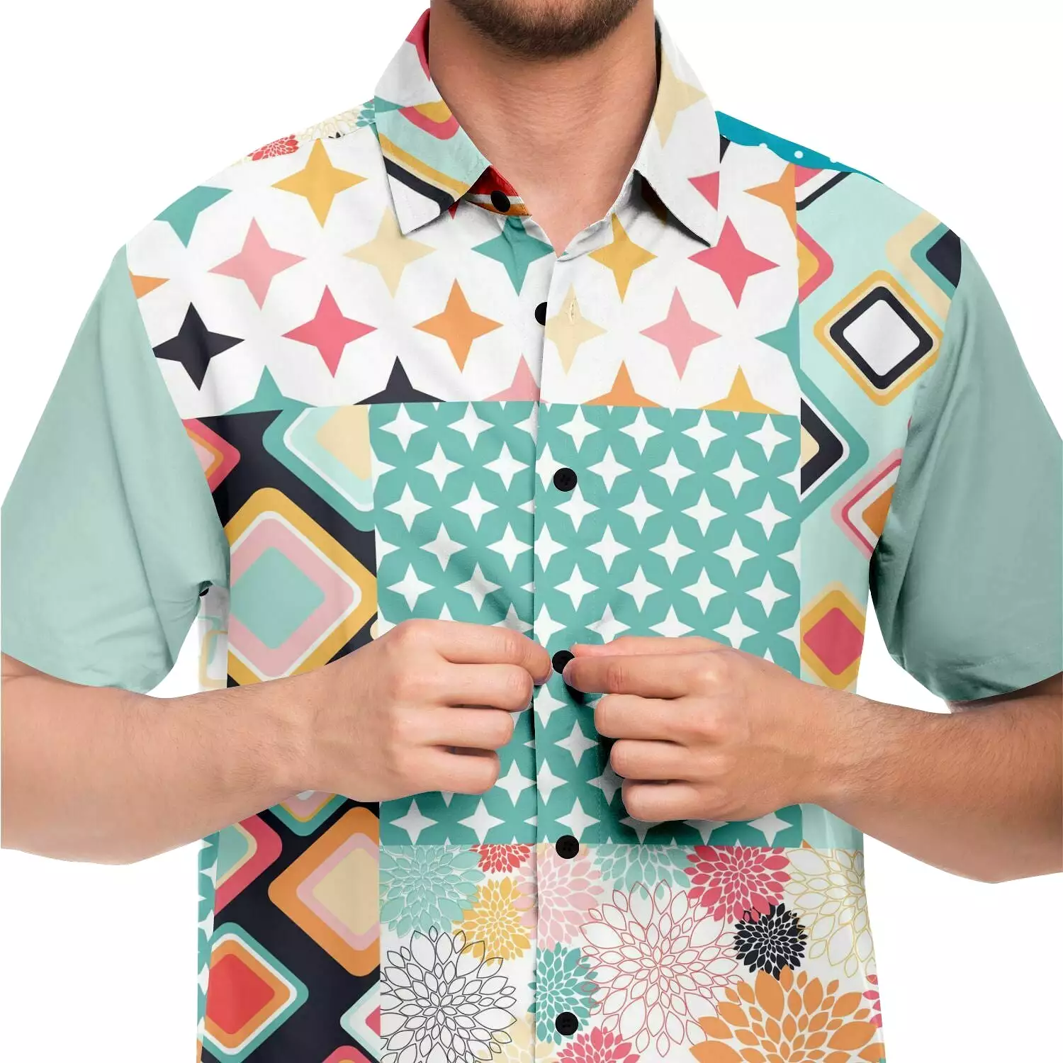 Miami Polka Dot Patchwork Button Down Shirt