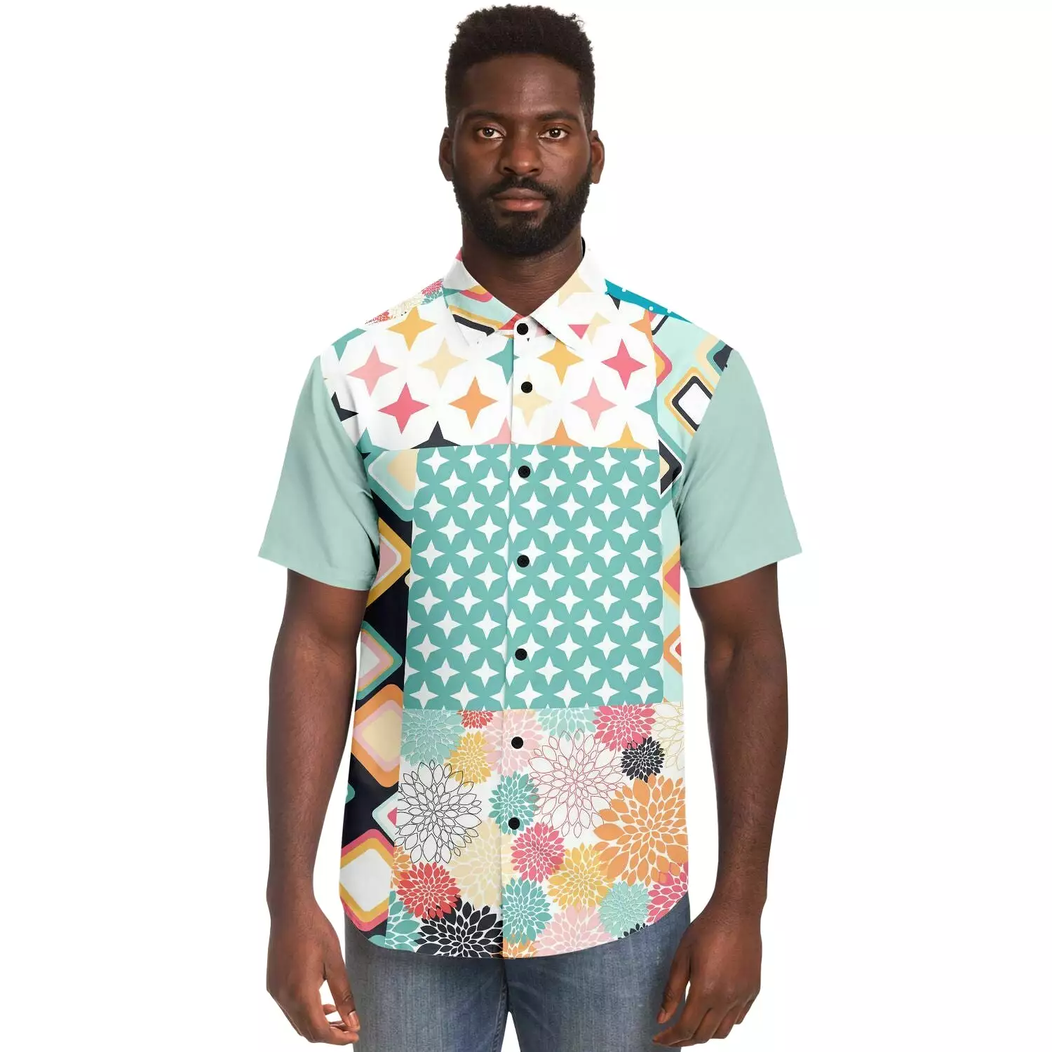 Miami Polka Dot Patchwork Button Down Shirt